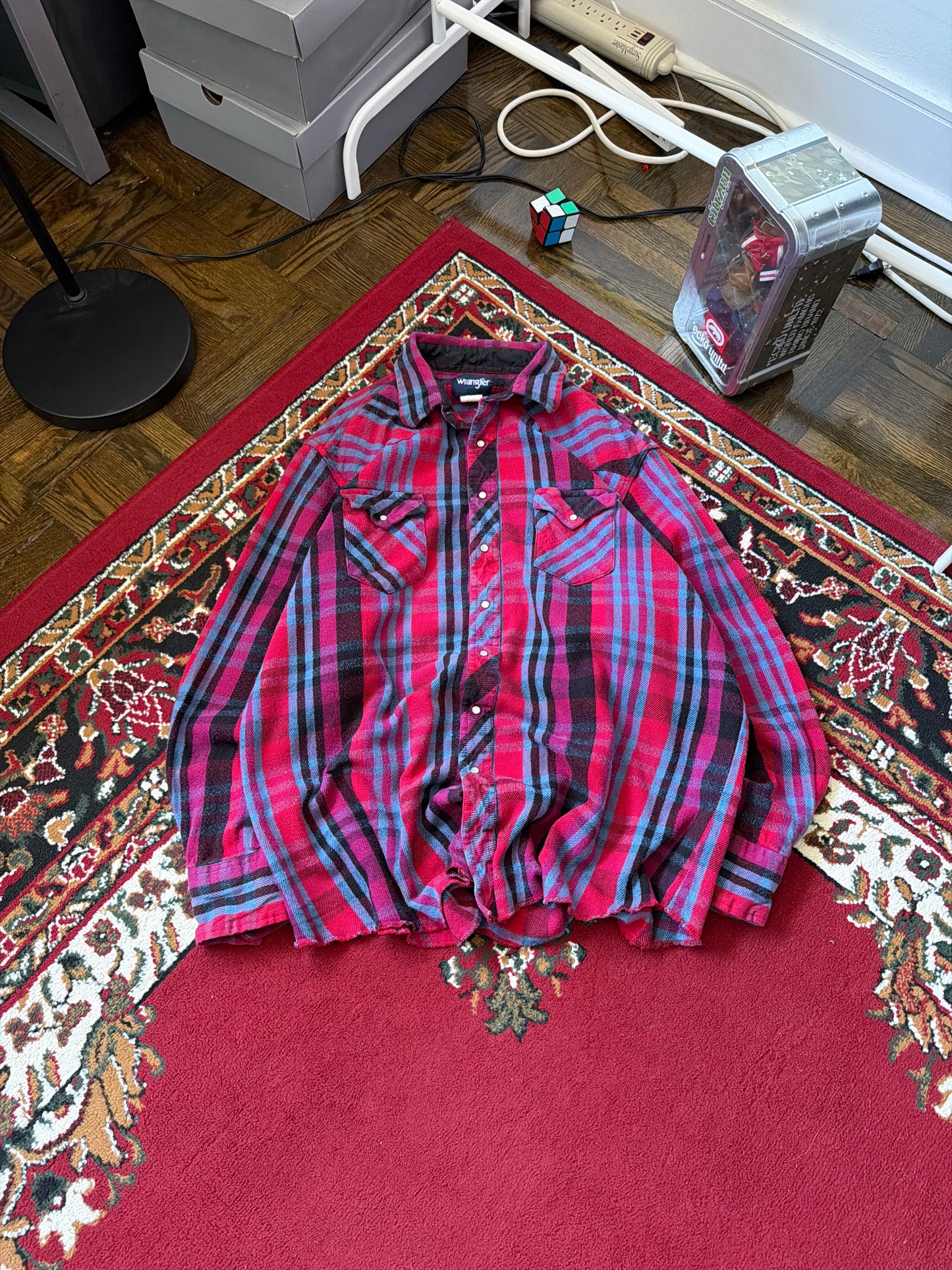 Wrangler Flannel Aztec Southwest Pearl Snap Western Shirt
