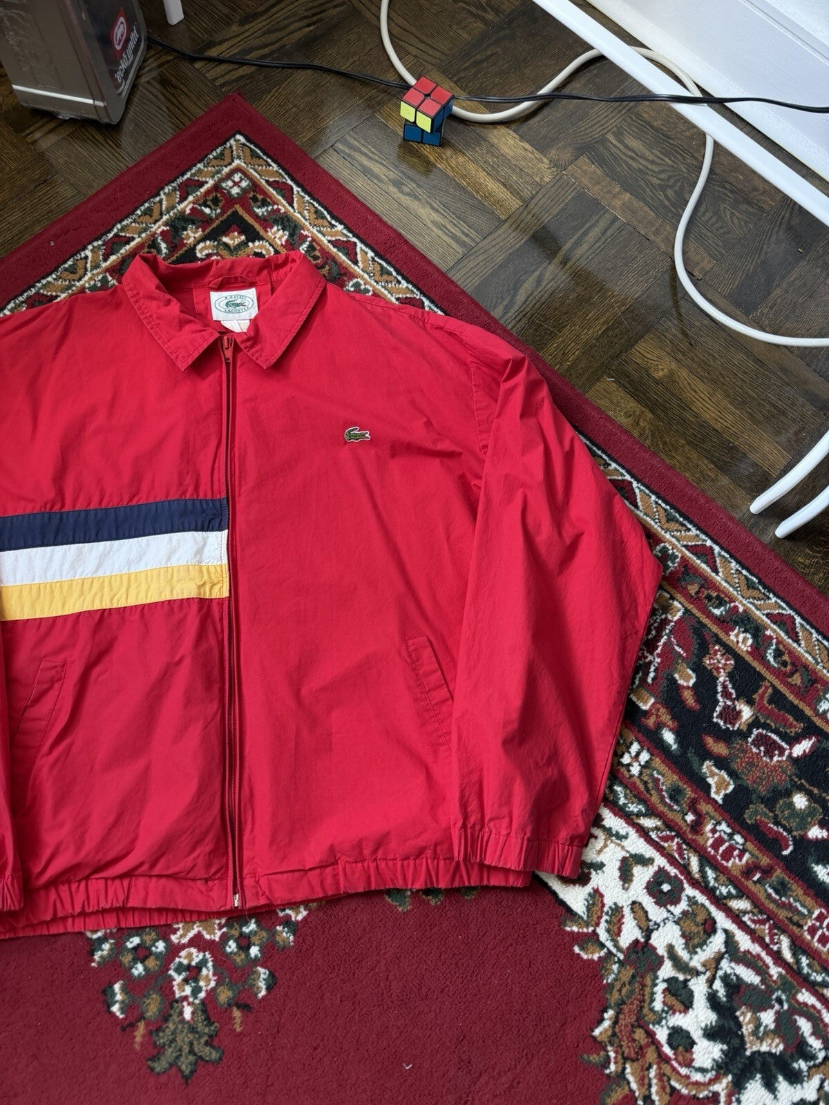 Vtg Lacoste Jacket Mens XLarge Red Bomber Harrington Preppy 90s