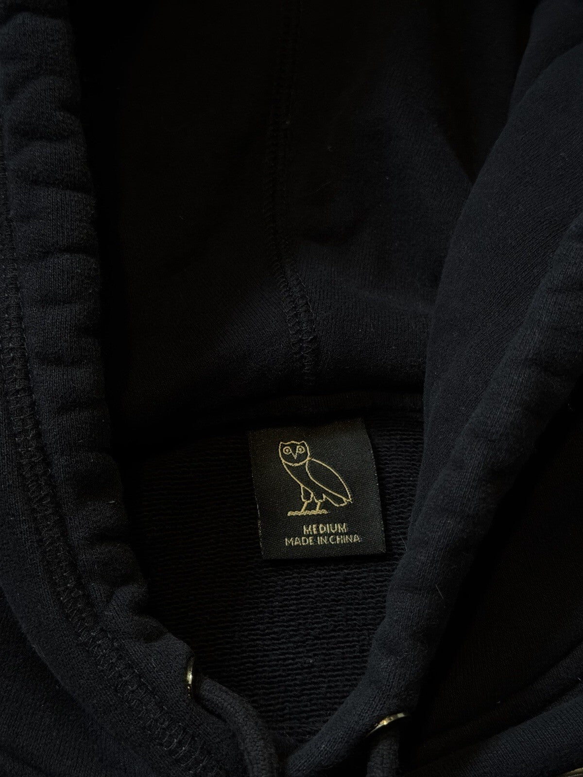 OVO October's Very Own Black Hooded Pullover Owl Logo Hoodie Men M Drake