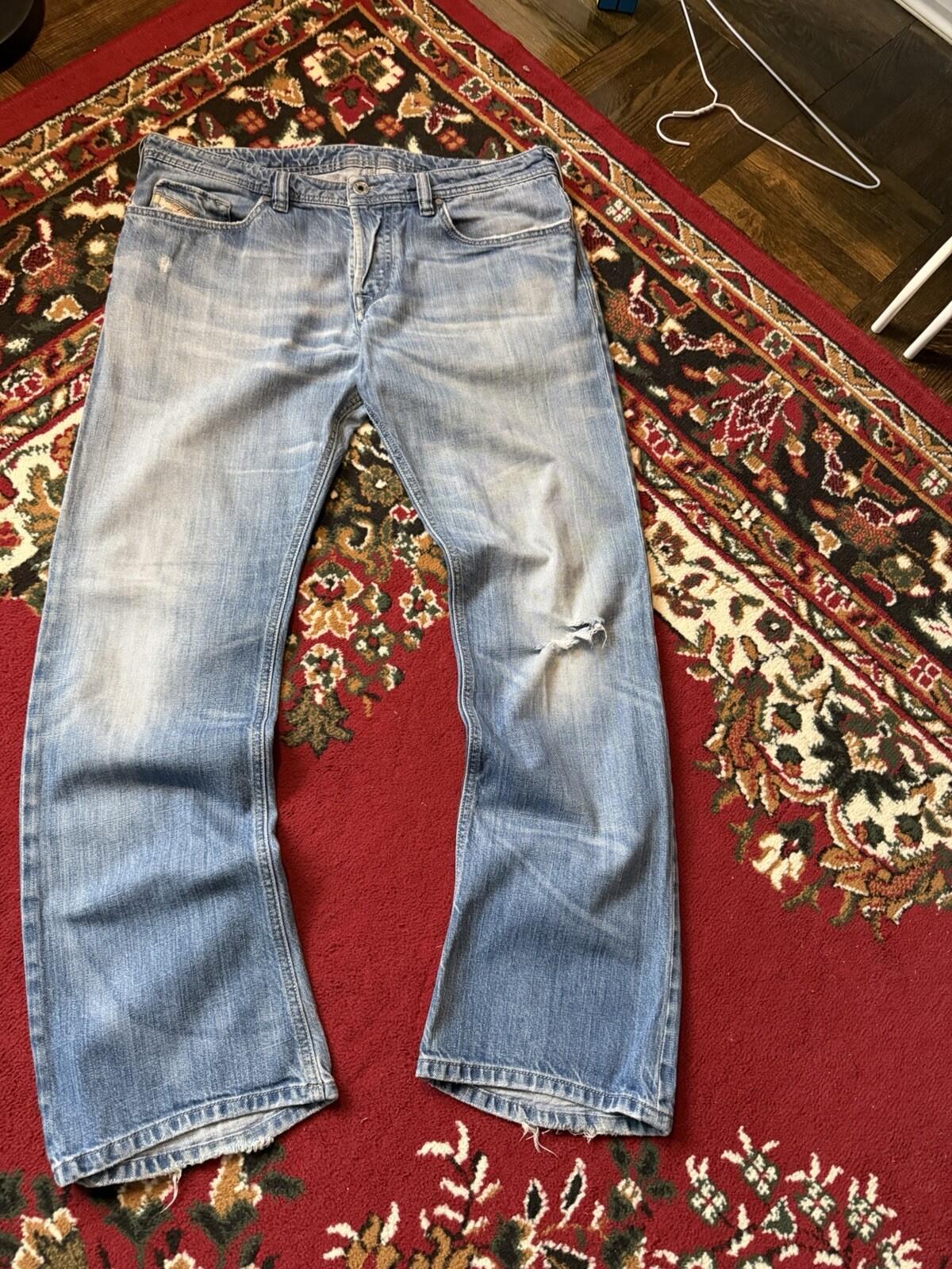Diesel Industry Trouleg Mens Blue Jeans Denim Pants Distressed Stretch 34/30