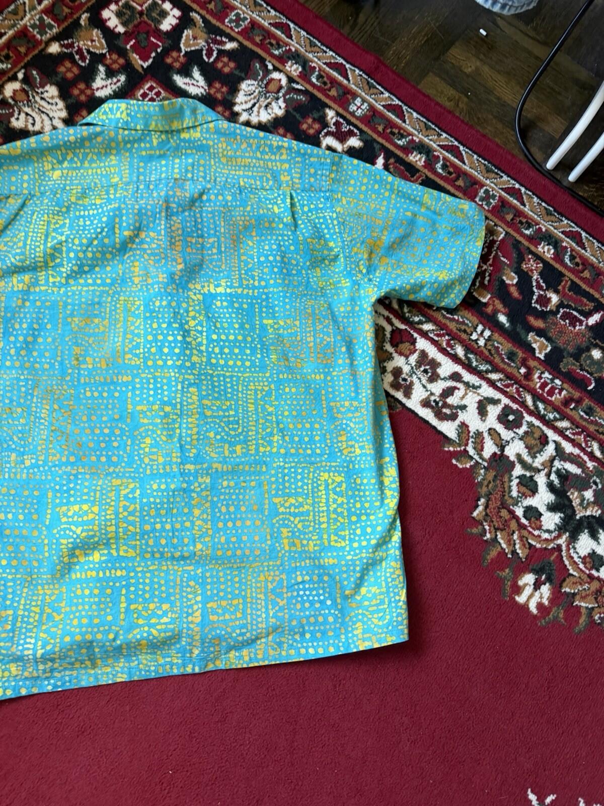 BEAMS PLUS Japan Batik Print Shirt Men's Large Short Sleeve Made In Japan