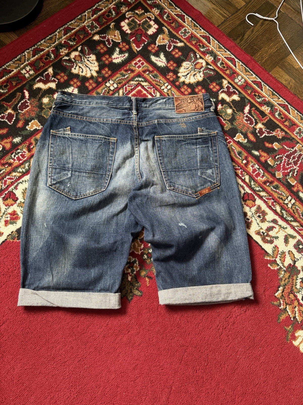 PRPS Blue Medium Wash Distressed Denim Cutoff Jean Barracuda Shorts