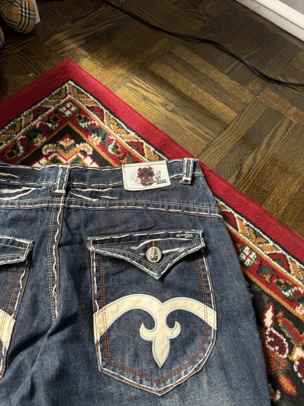 Laguna Beach Jeans Size 36 Mens Bootcut Skulls Embroidered Vintage Made in USA