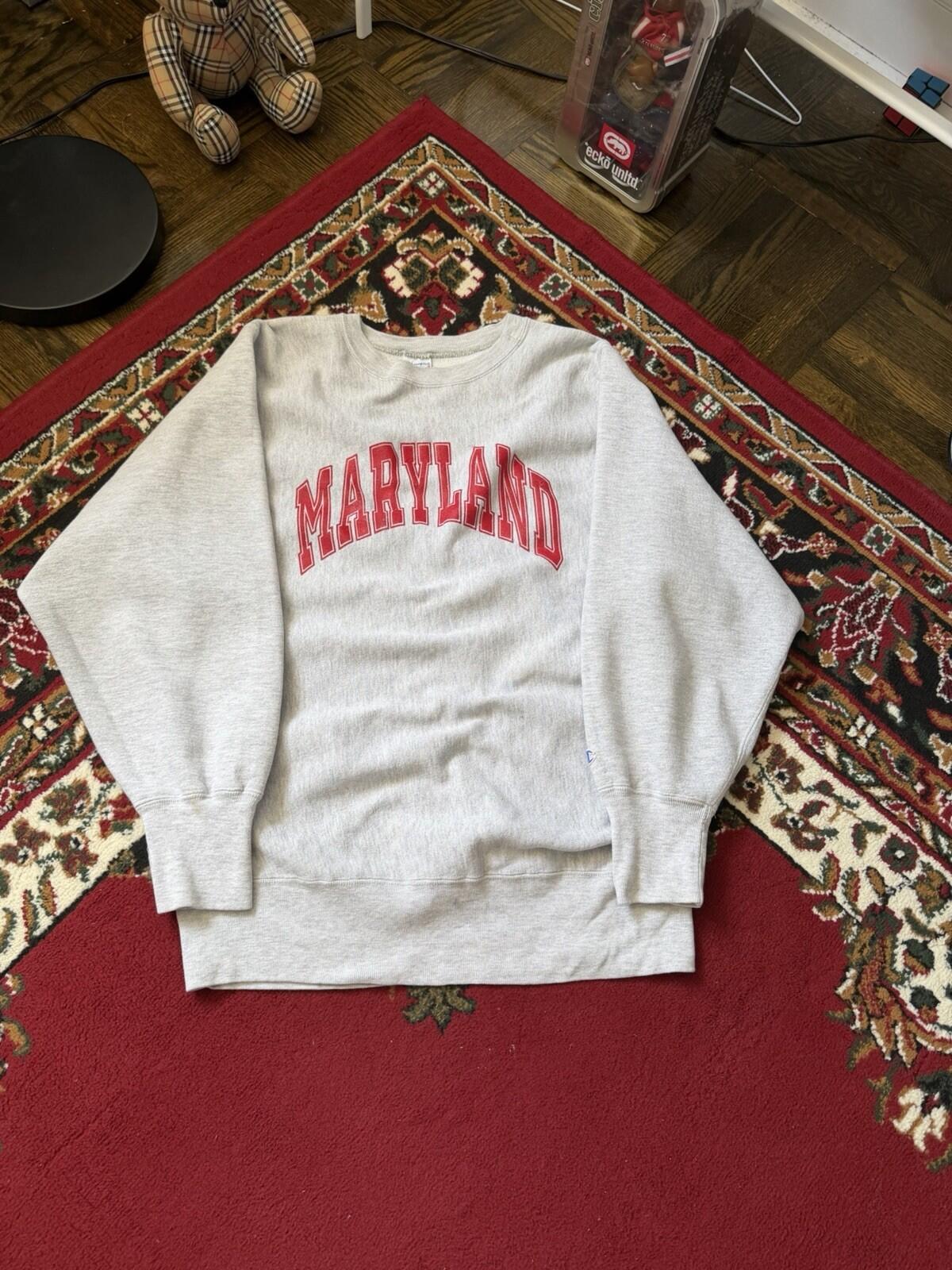 Vintage Champion Reverse Weave U of Maryland Crewneck Sweatshirt XL 90s
