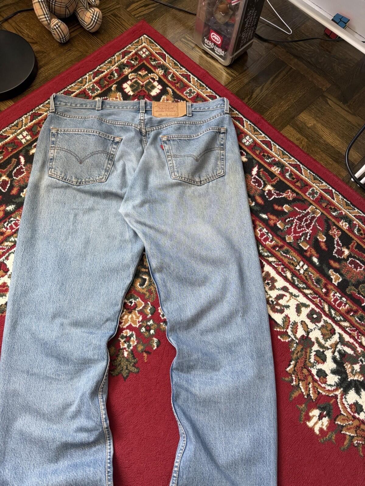 90s Vintage Levi's 501 Jeans Size 40x34 Blue Light Blue Washed Denim