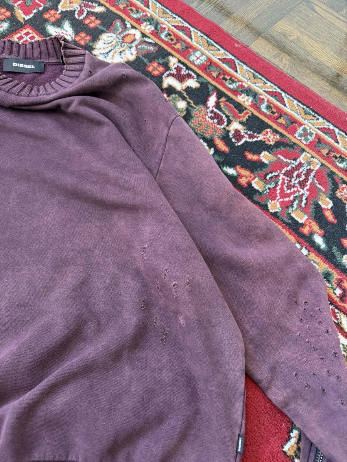 Vintage Diesel Distressed Faded Sweatshirt Zip Sleeves  Avantgarde Style Size XL