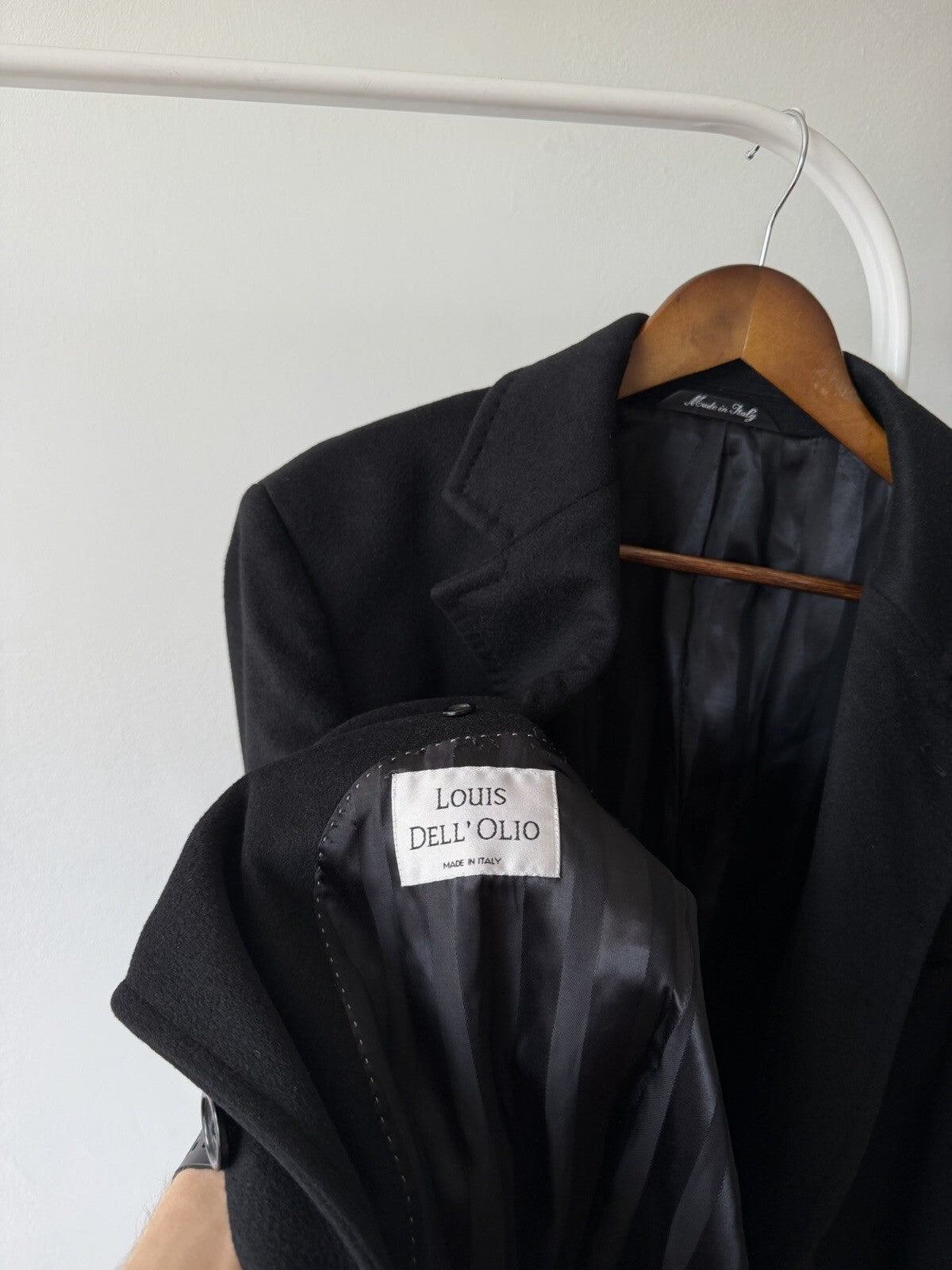 LOUIS DELL'OLIO Vintage Cashmere Black Coat Jacket 3 button Size 42