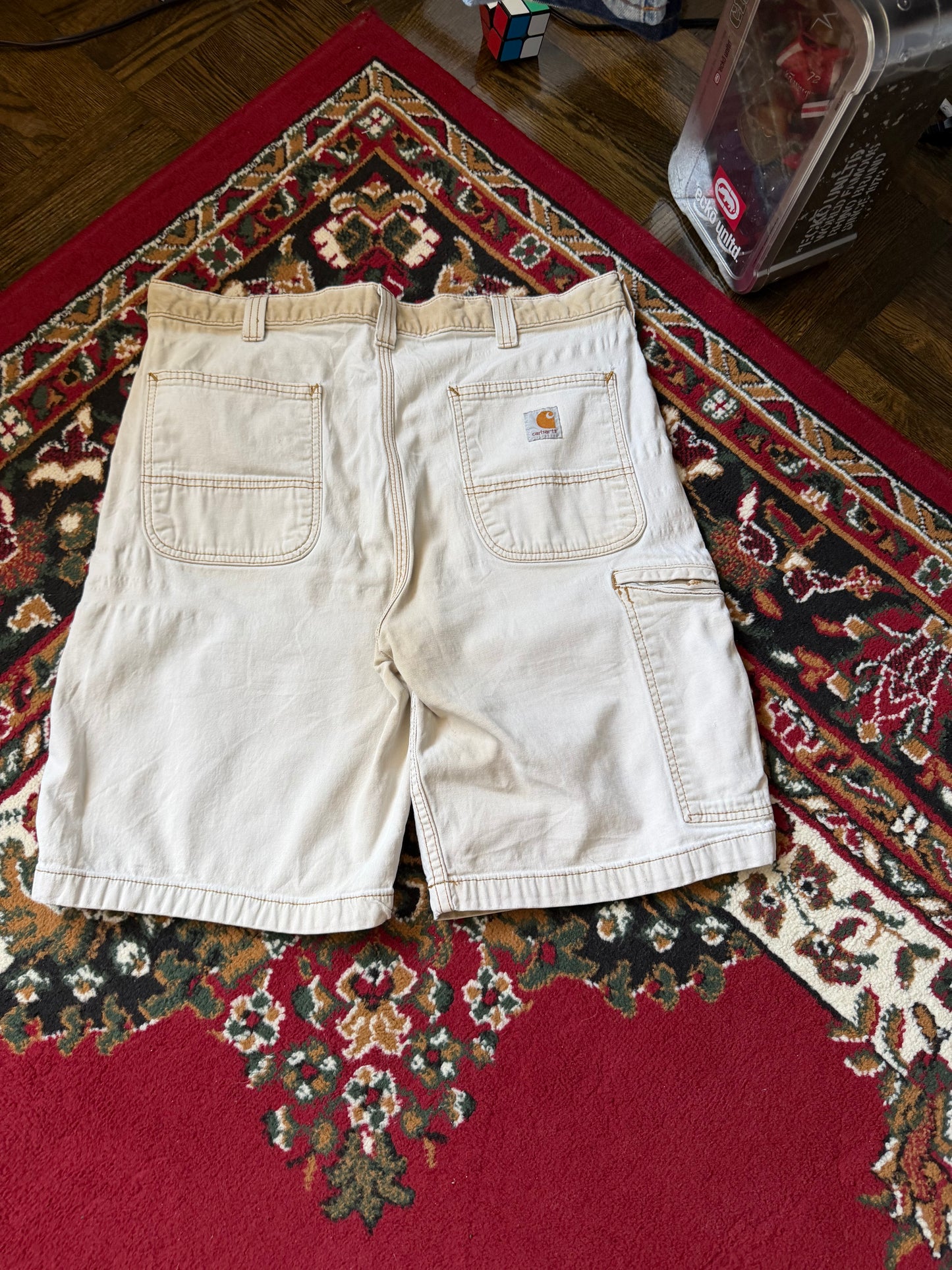 Vintage Carhartt Distressed Faded Relaxed Fit Shorts Beige