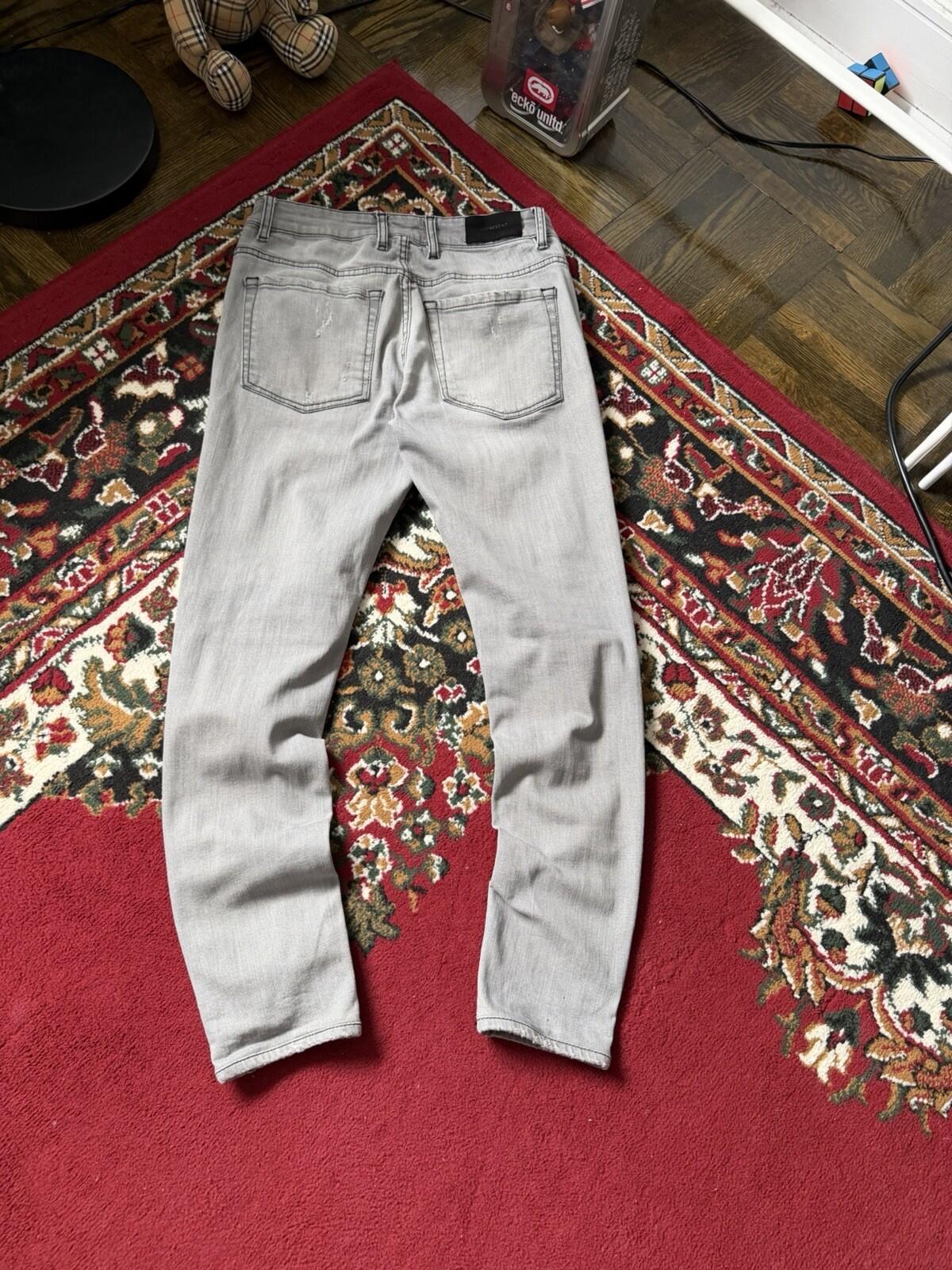 REPRESENT Distressed Slim Fit Jeans Flat Grey Size 34 Men's Repaired Denim Pants