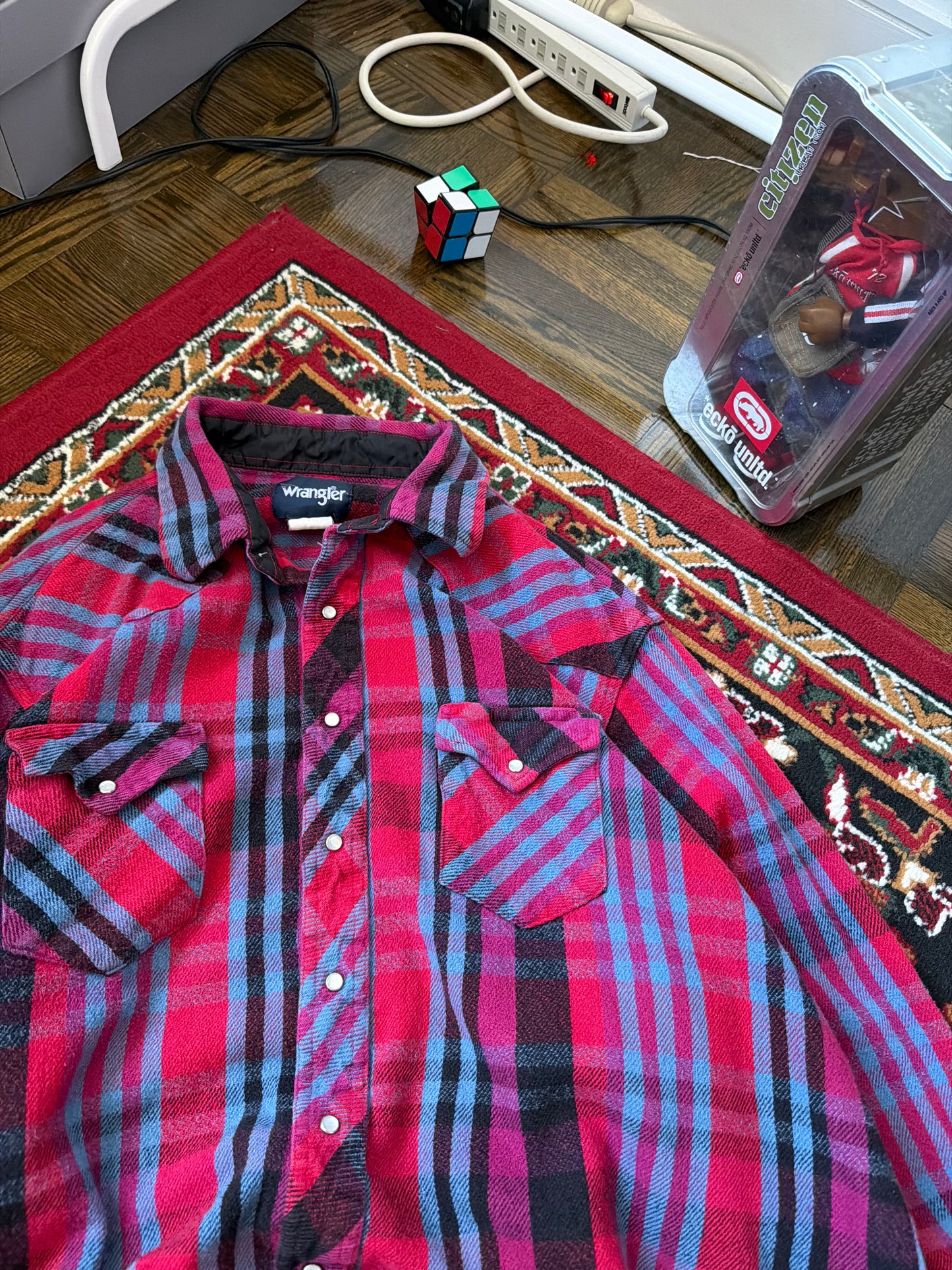 Wrangler Flannel Aztec Southwest Pearl Snap Western Shirt