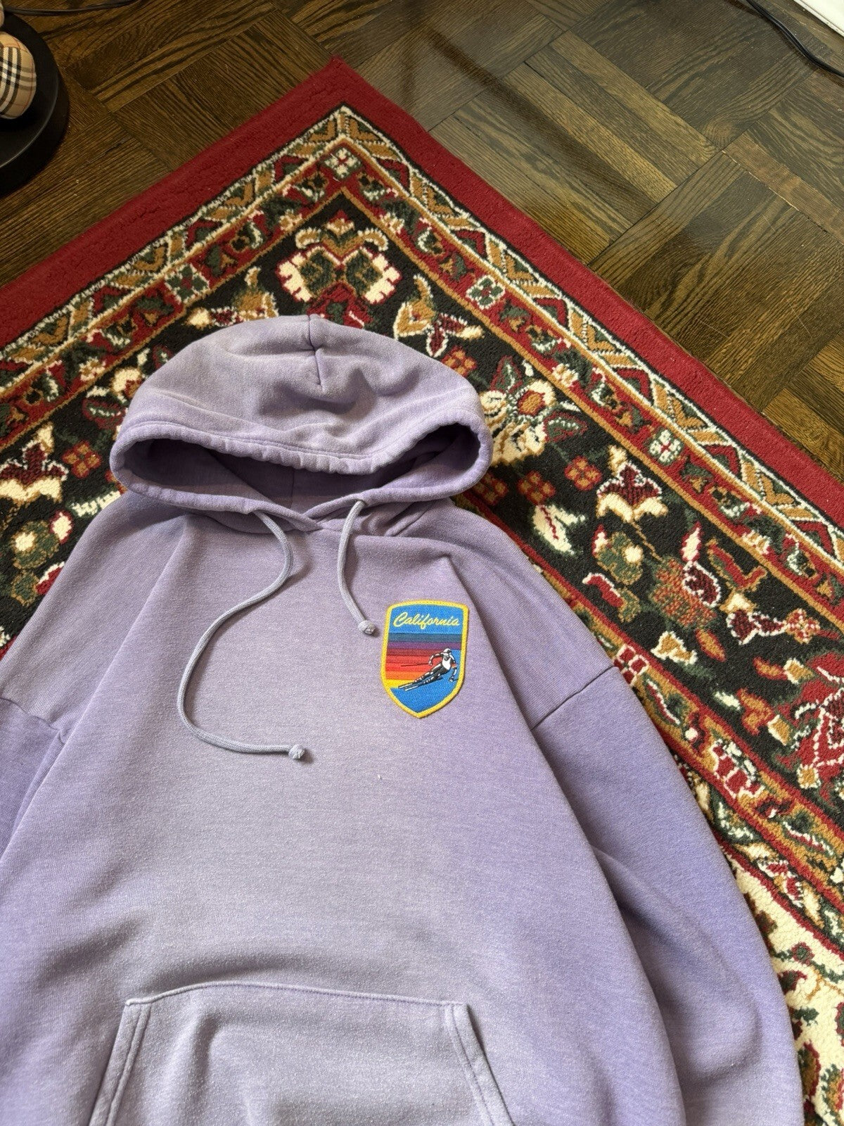 Aviator Nation Hoodie Mens M Purple Ski Chaser Pullover Mountain Graphic USA