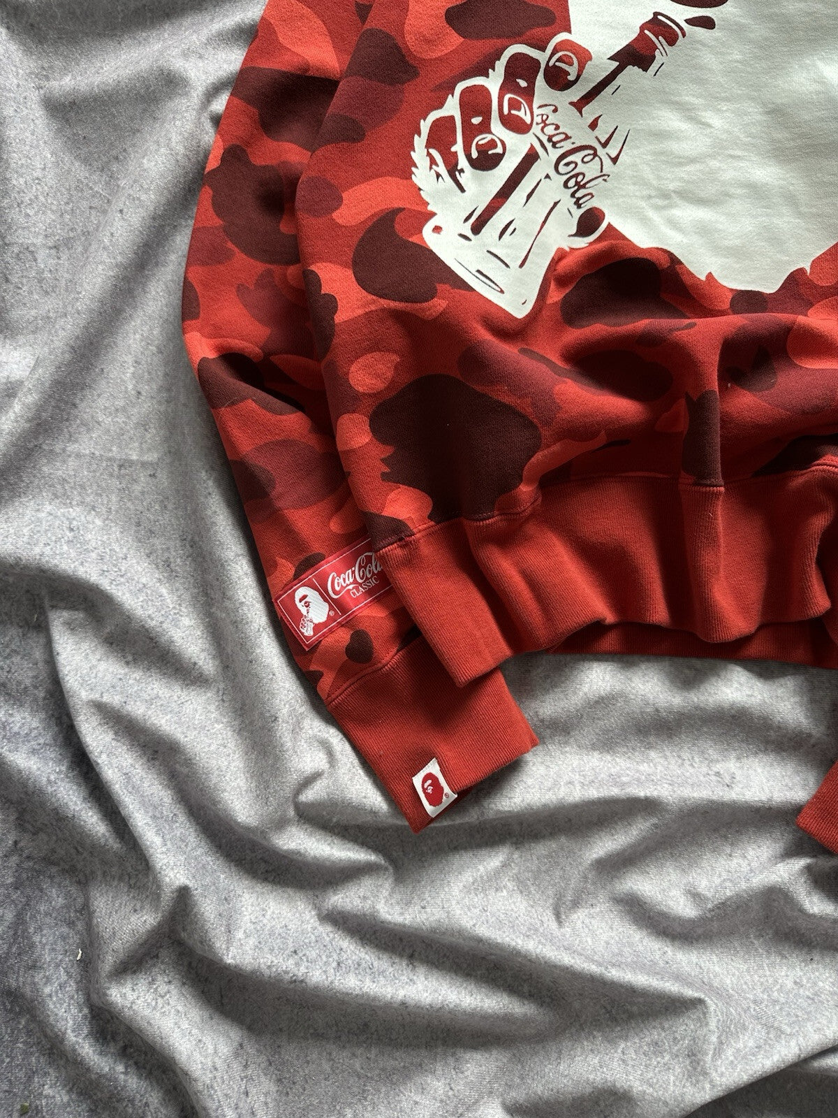 NWT BAPE x Coca-Cola Red Color Camo Ape Head Pullover Hoodie