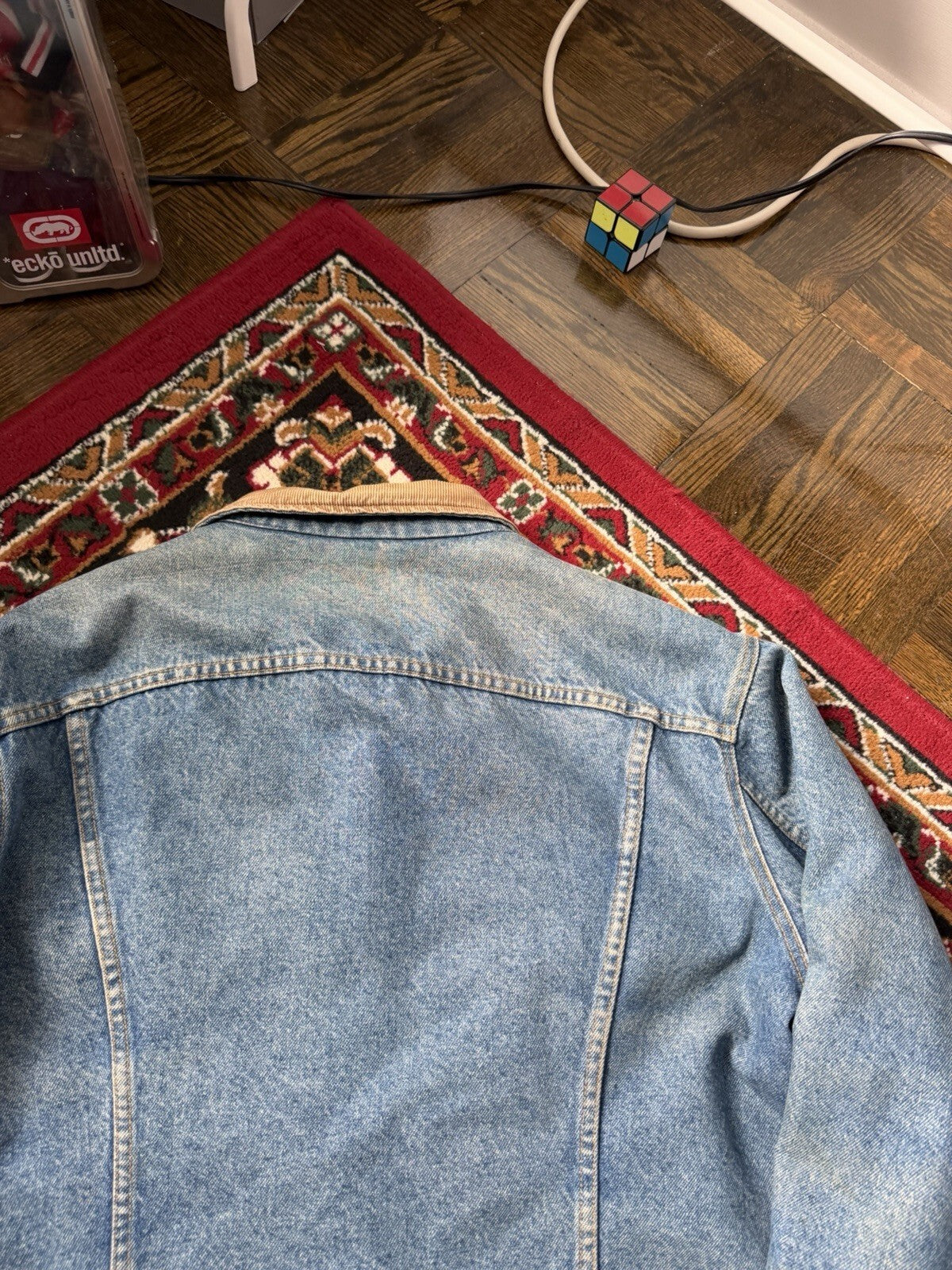 Vintage Lee Storm Rider Washed Blanket Lined Faded Denim Jacket Men's 90s Jean