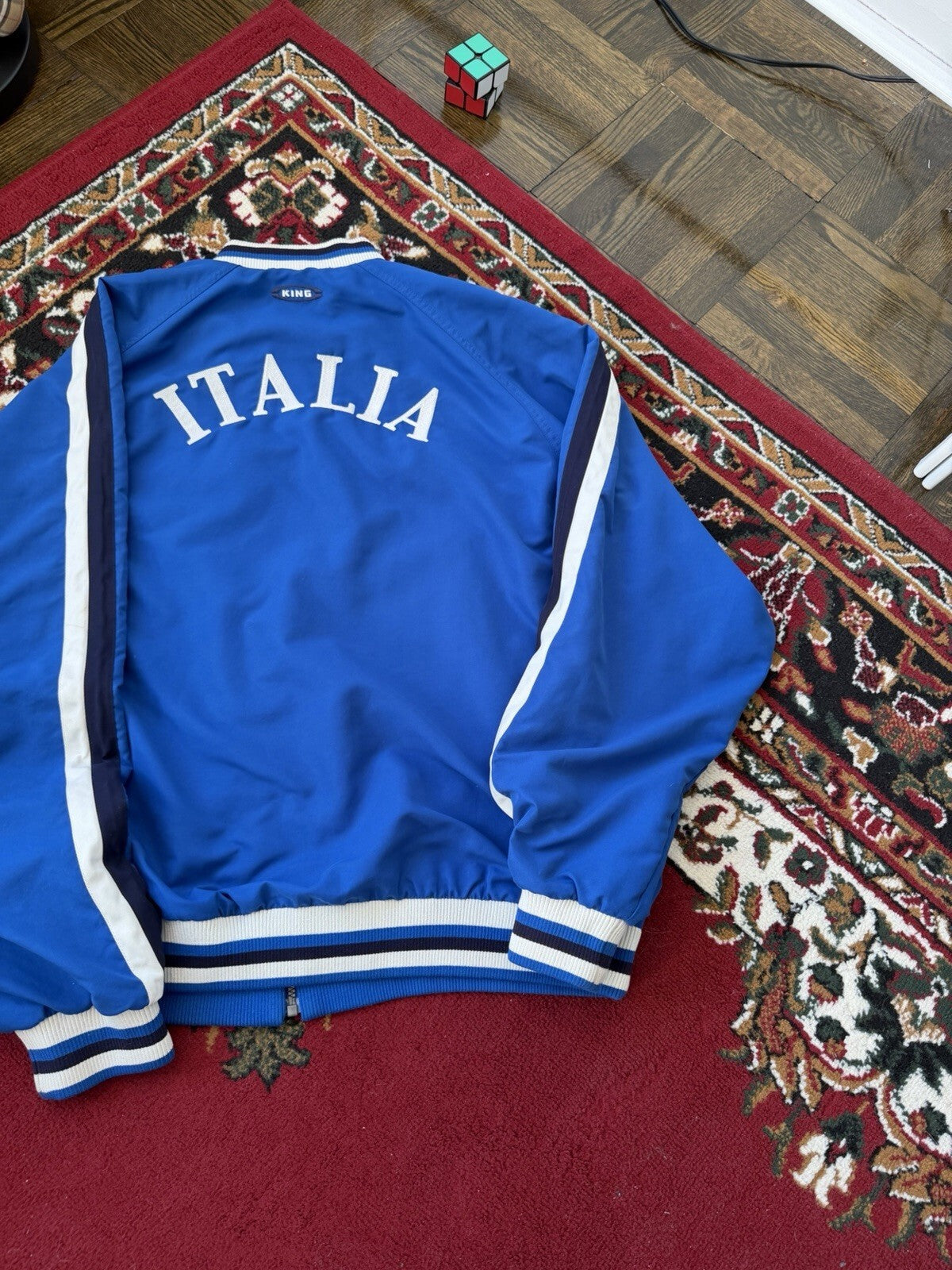 Vintage Y2K Puma Italia Soccer Rain Jacket Bomber Men's XLarge Blue Windbreaker