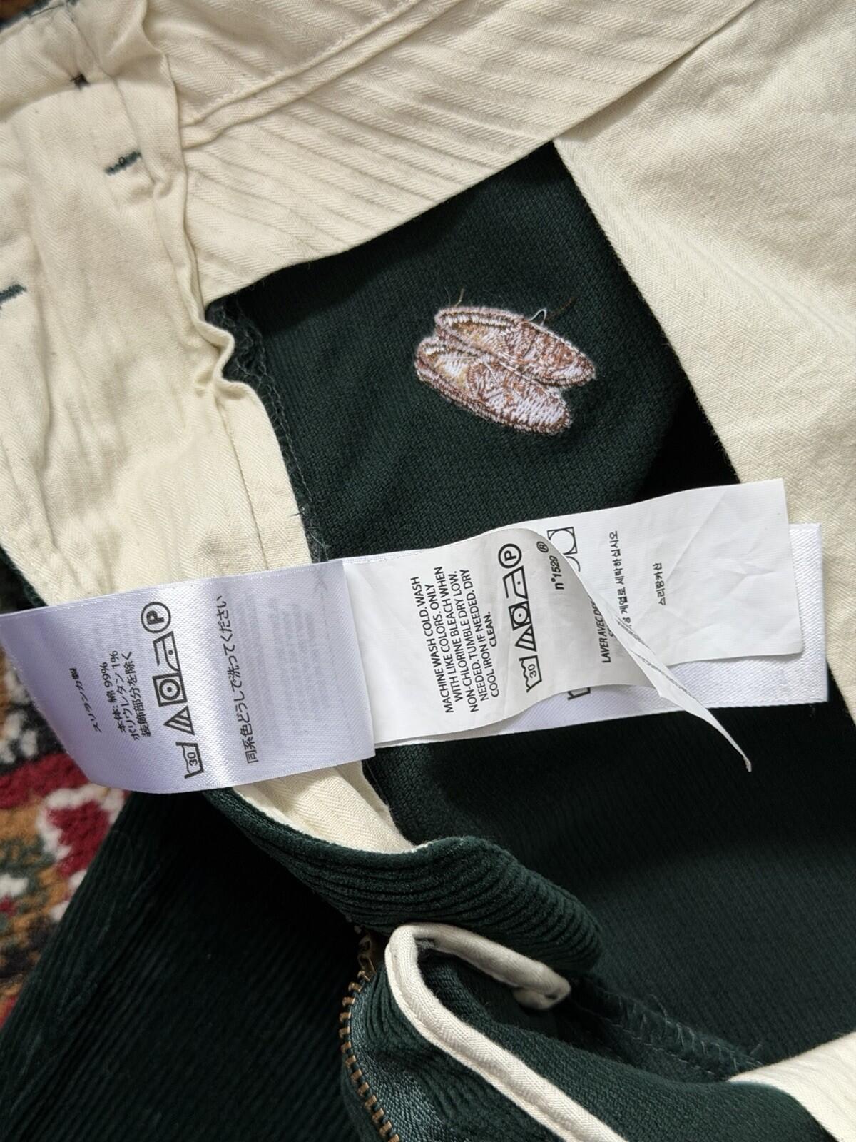Polo Ralph Lauren Bear Slim Green Corduroy Embroidered Pants Size 30/30