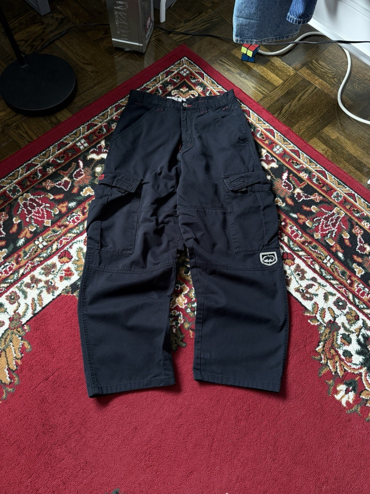 VTG Y2K Ecko Pants/Shorts Men's Size 30 BLK Rhino Baggy Utility Cargo