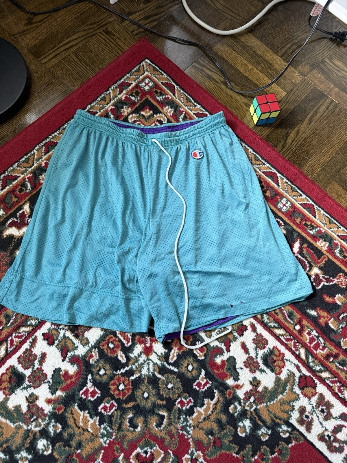 Vintage Champion 80s Reversible Basketball Shorts Purple / Green