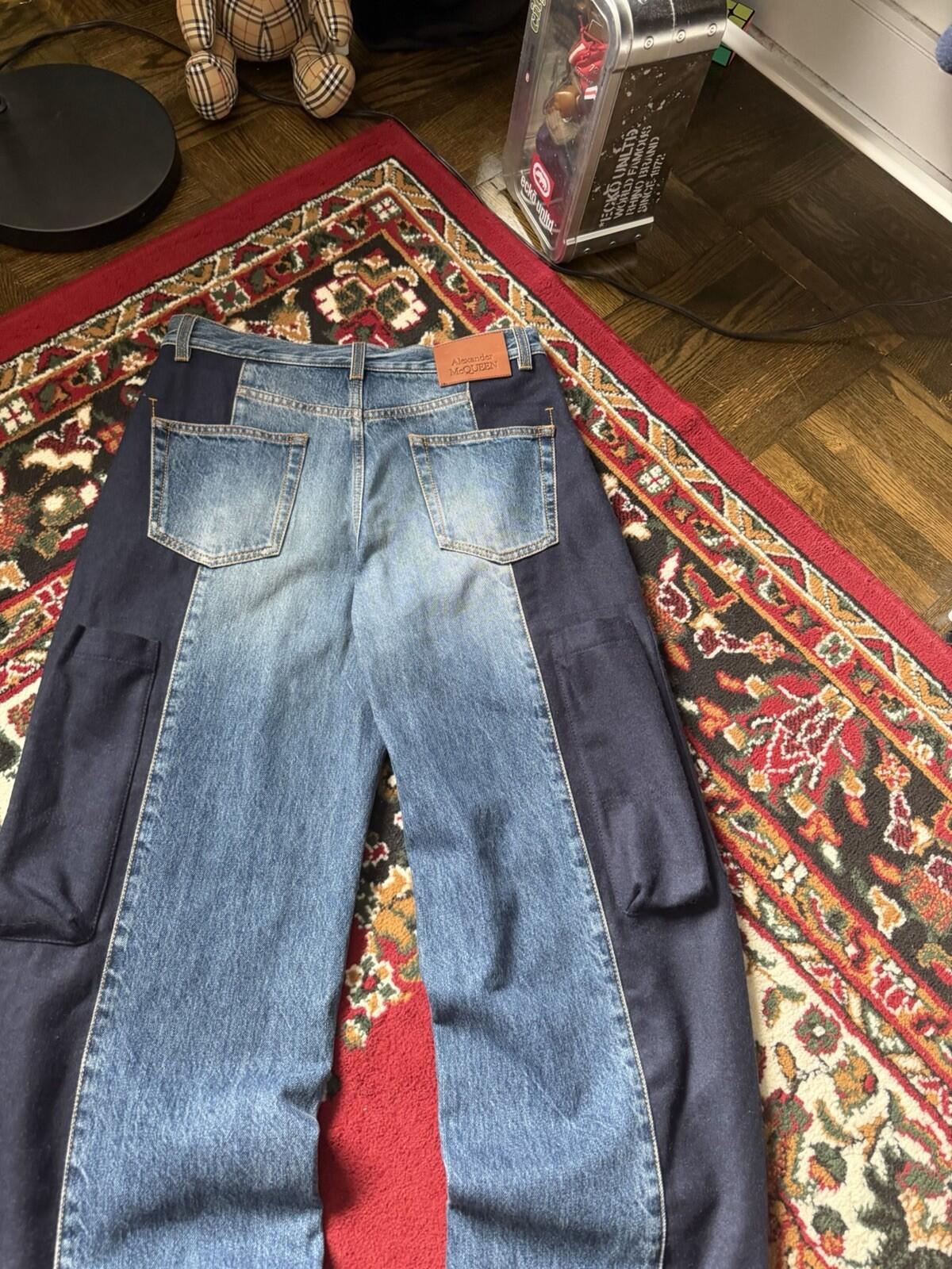 Alexander McQueen High Rise Media Mix Wool/Cotton Cargo Jeans