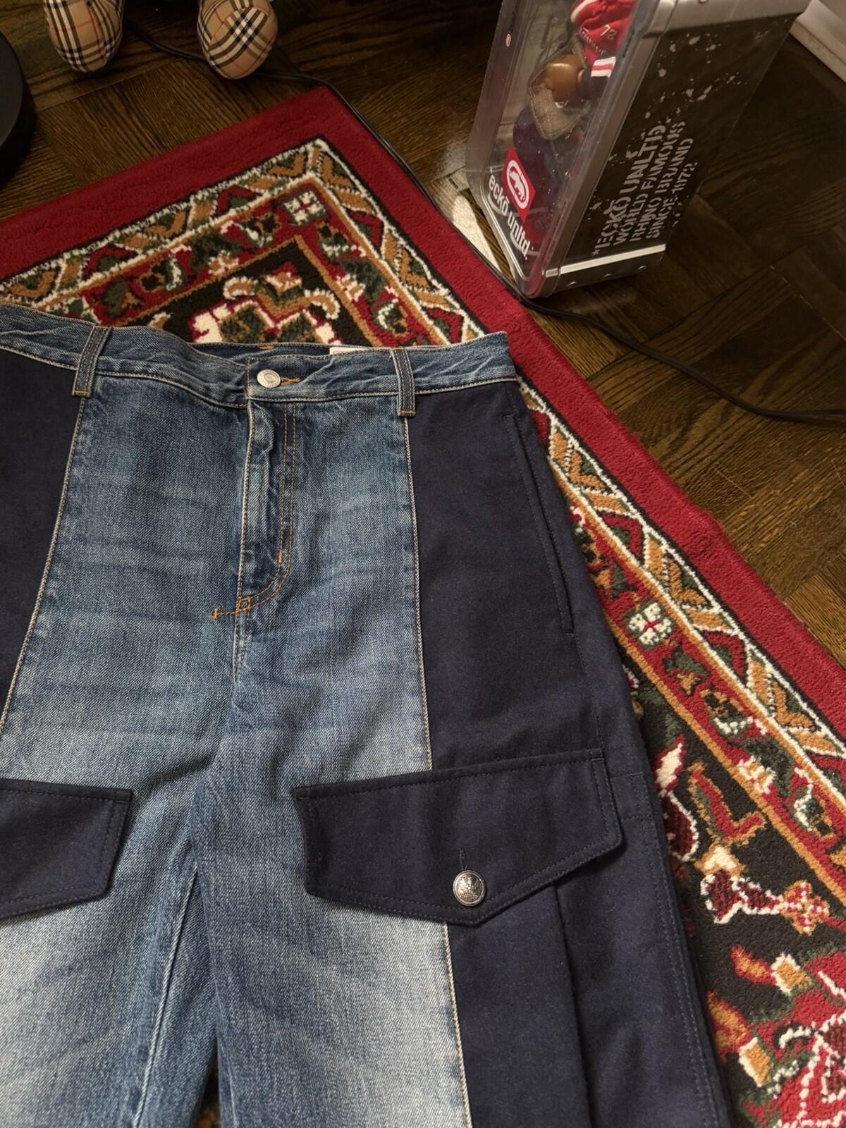 Alexander McQueen High Rise Media Mix Wool/Cotton Cargo Jeans
