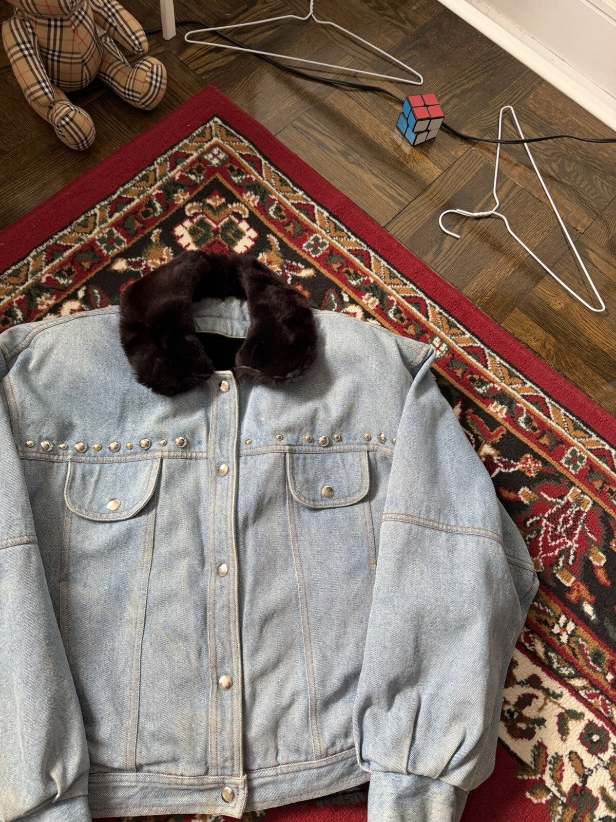 D'Arcy Moses Indian Nation Denim Jacket x Gilles Allard Wasel Fur Medium RARE!
