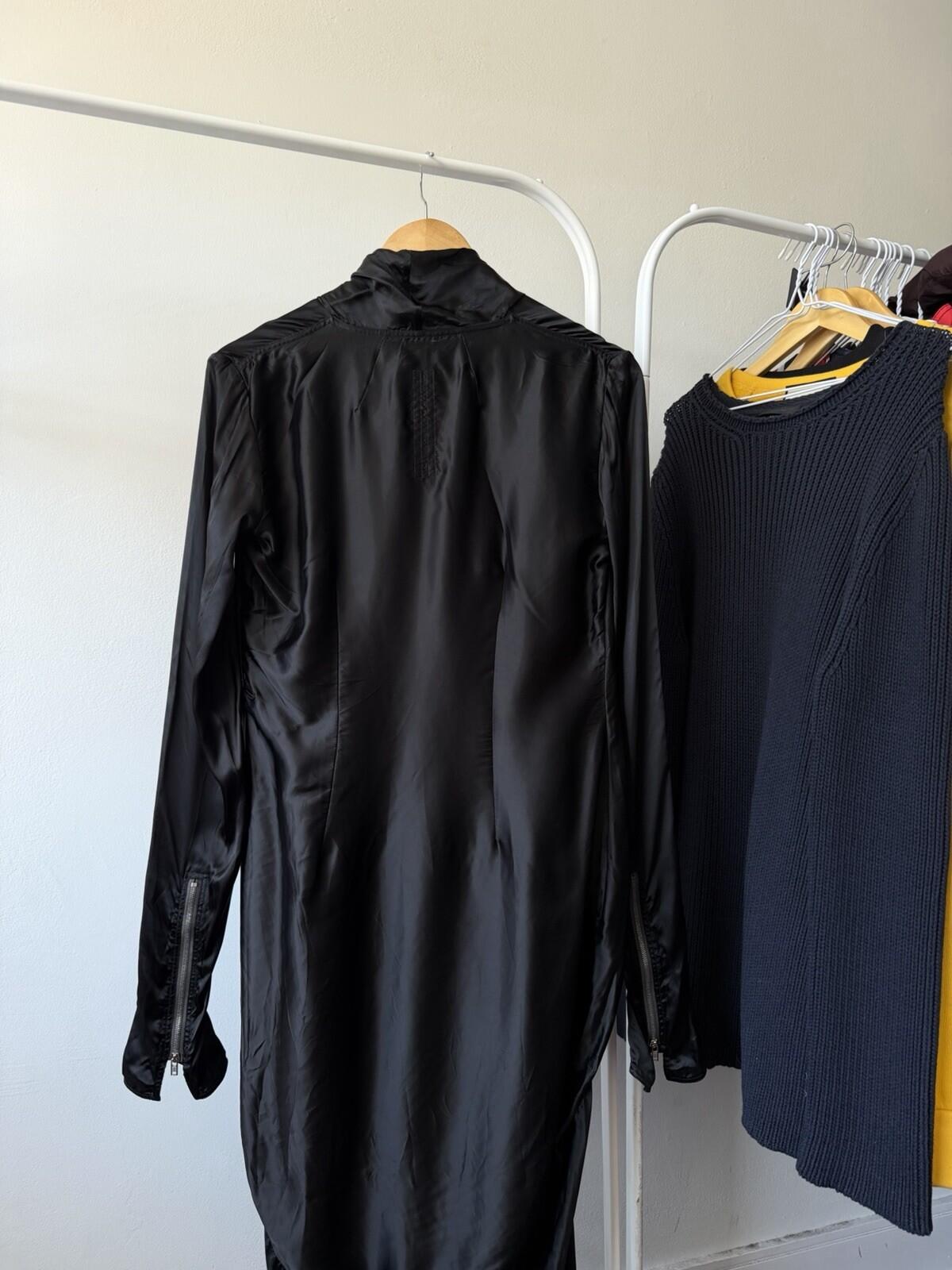 RICK OWENS FW22 Strobe Cupro Draped Wrap Maxi Dress Zip Long Sleeves 6US 42IT