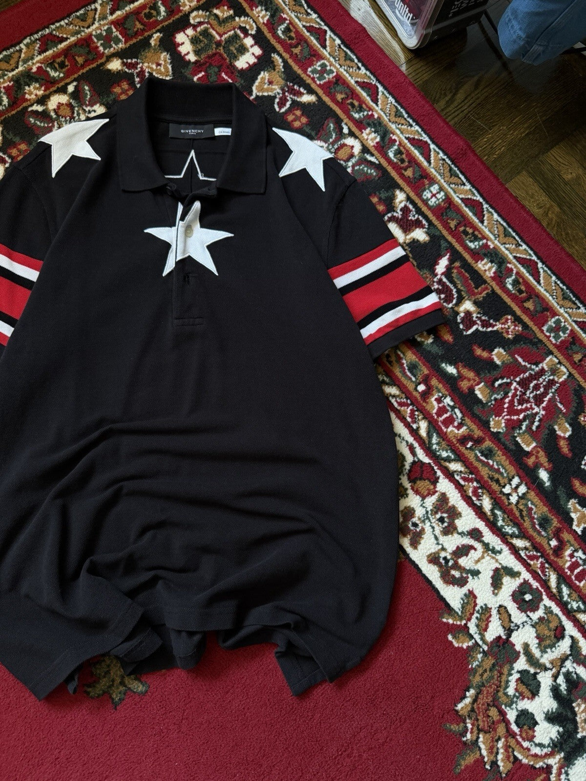 Givenchy White Stars Polo Shirt Size M Collared Shirt Tee