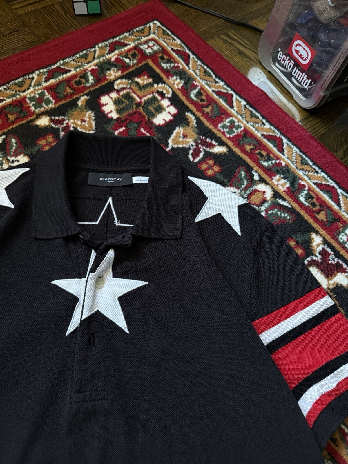 Givenchy White Stars Polo Shirt Size M Collared Shirt Tee