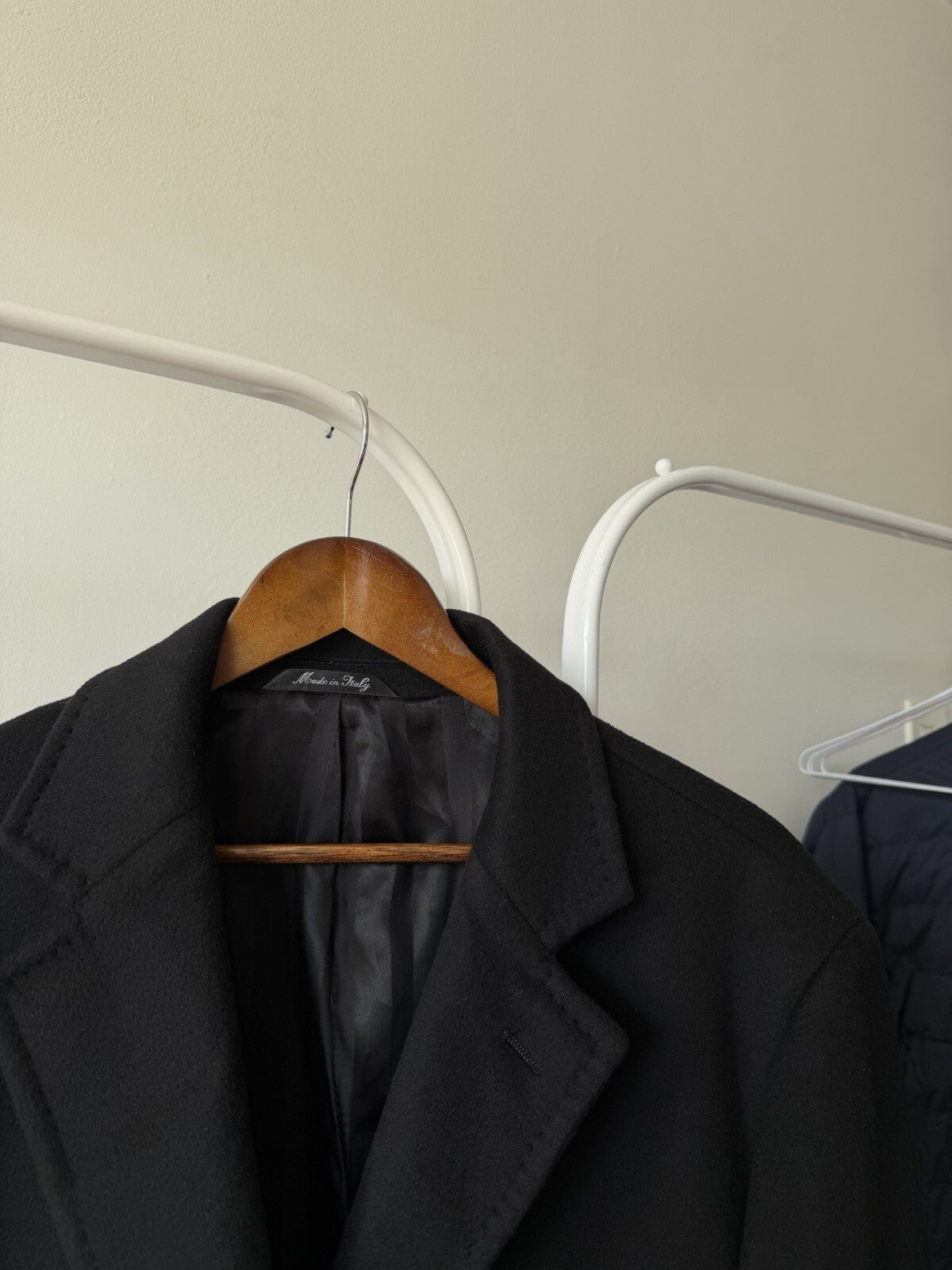LOUIS DELL'OLIO Vintage Cashmere Black Coat Jacket 3 button Size 42