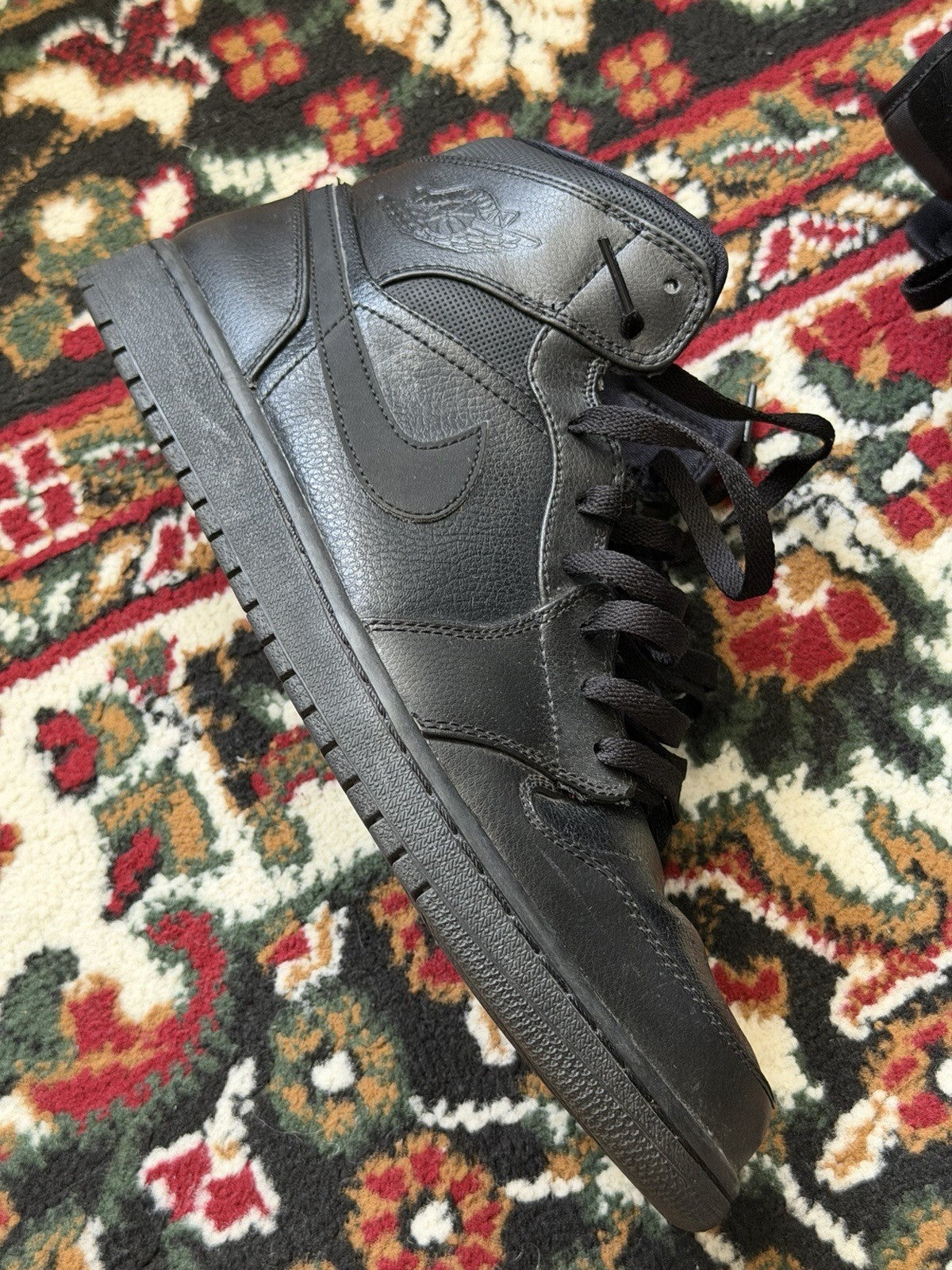 Nike Air Jordan 1 Mid Triple Black Mens 10 Sneakers 554724-030 Retro Trainer