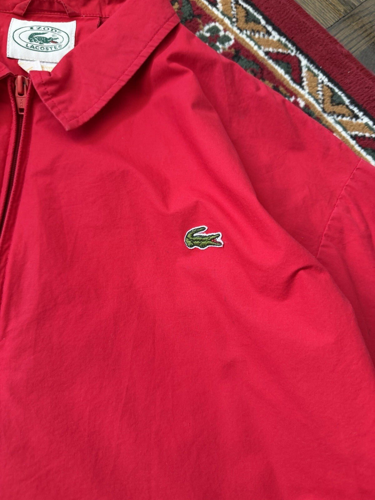 Vtg Lacoste Jacket Mens XLarge Red Bomber Harrington Preppy 90s