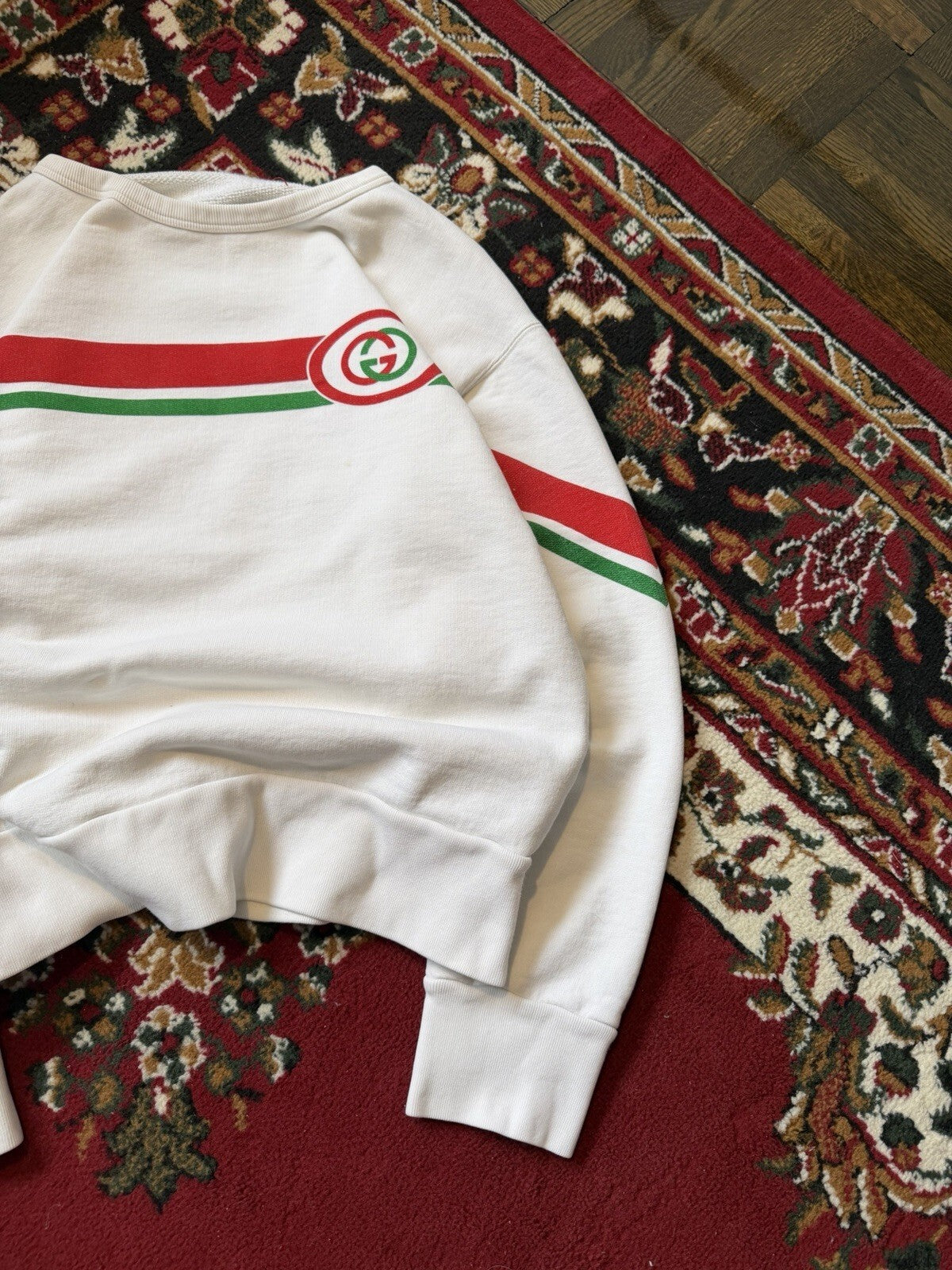 Gucci Interlocking G Sweatshirt Size S Beige Red Green Mens