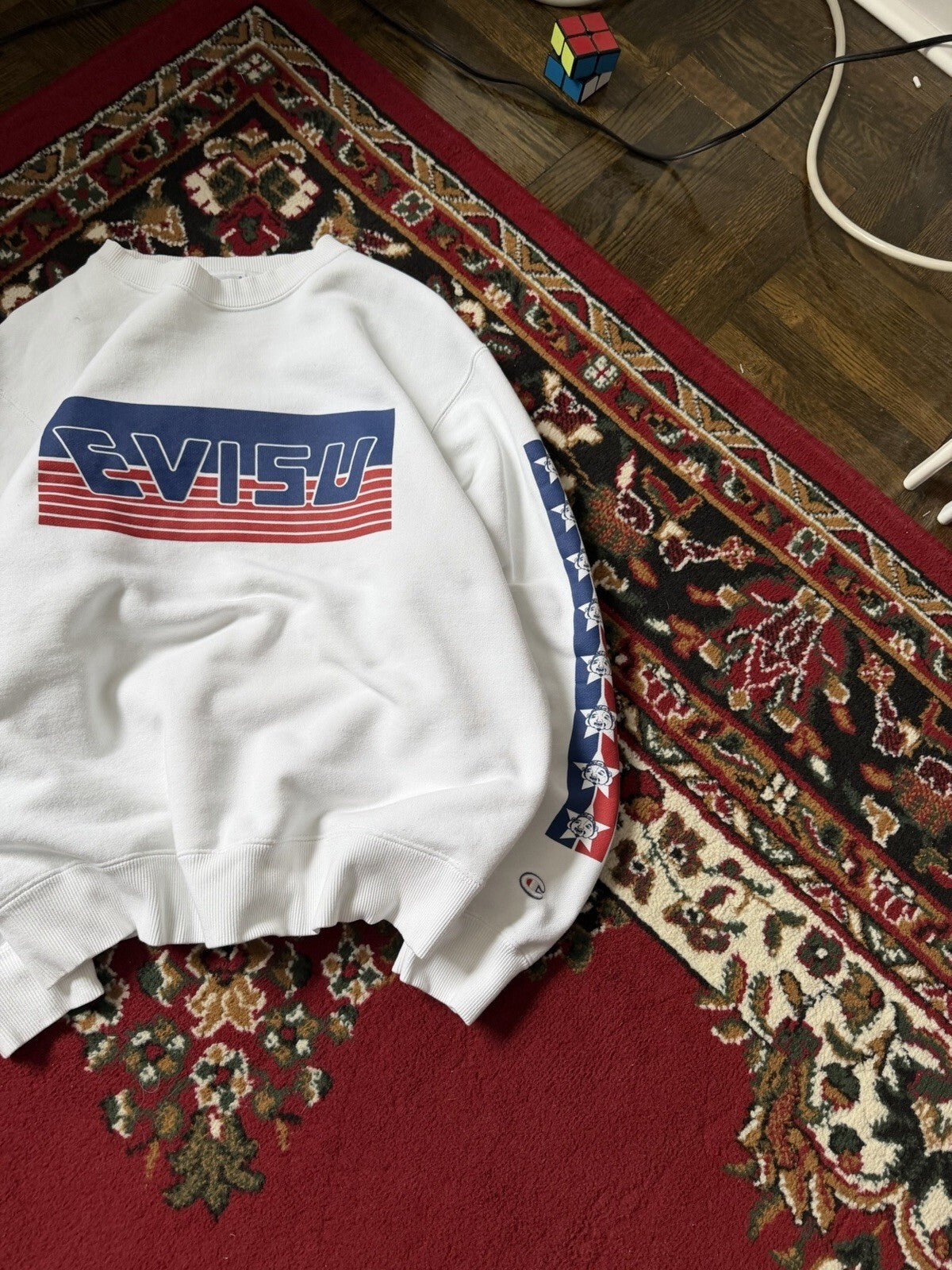 Vintage Evisu God of Prosperity Heritage White Sweatshirt Big Logo
