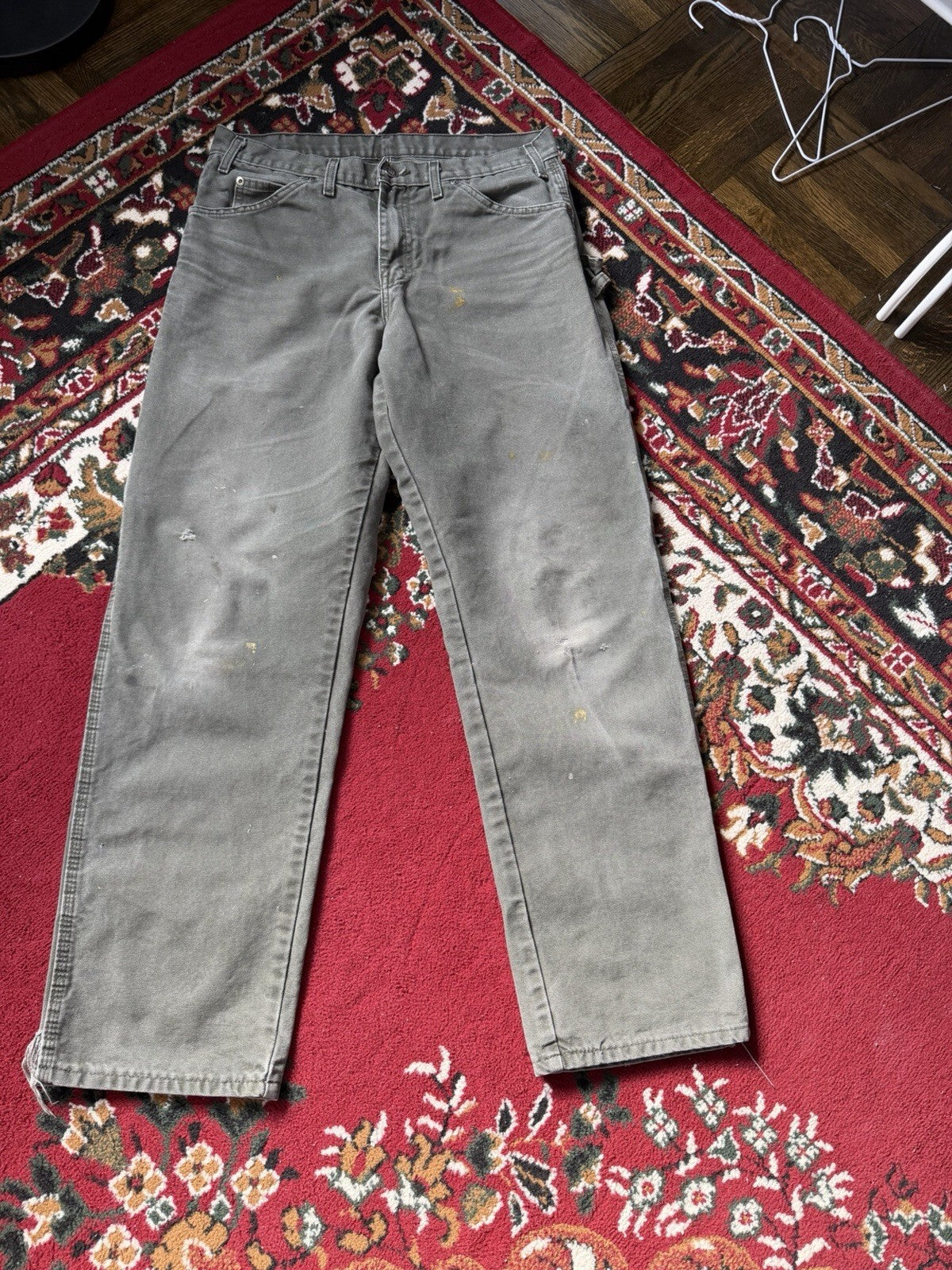 Dickies Relaxed Straight Fit Duck Canvas Carpenter Work Pants Green 30/30