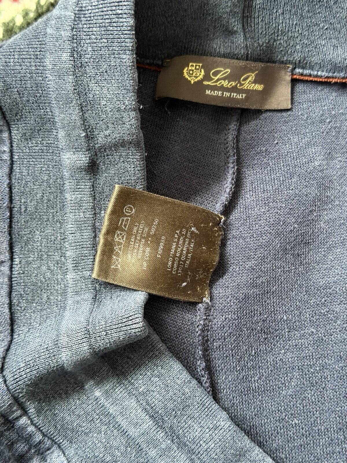 Loro Piana Tapered Linen Joggers Sweatpants Pants Blue Sz XL
