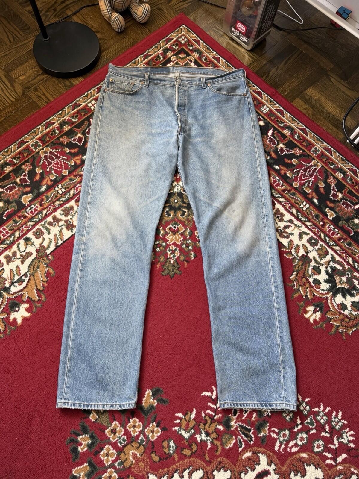 90s Vintage Levi's 501 Jeans Size 40x34 Blue Light Blue Washed Denim