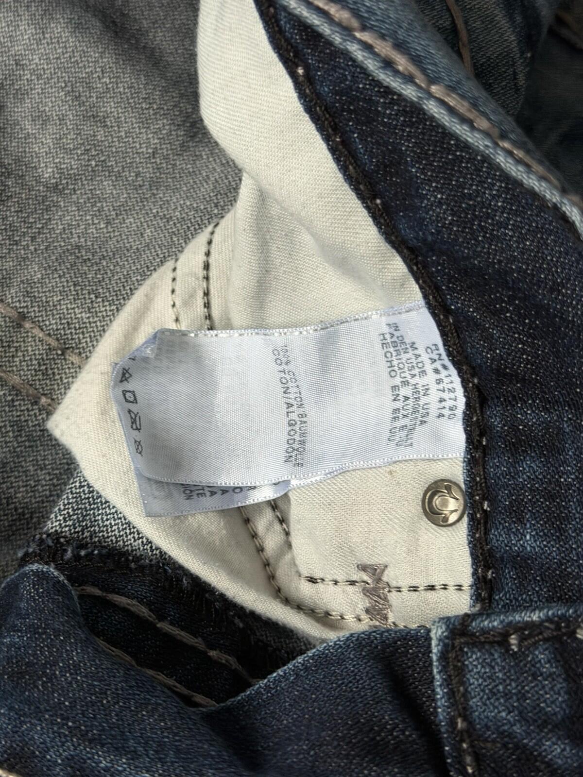 True Religion Mens Jeans Denim Tan Stitching Straight Leg 32 Y2K