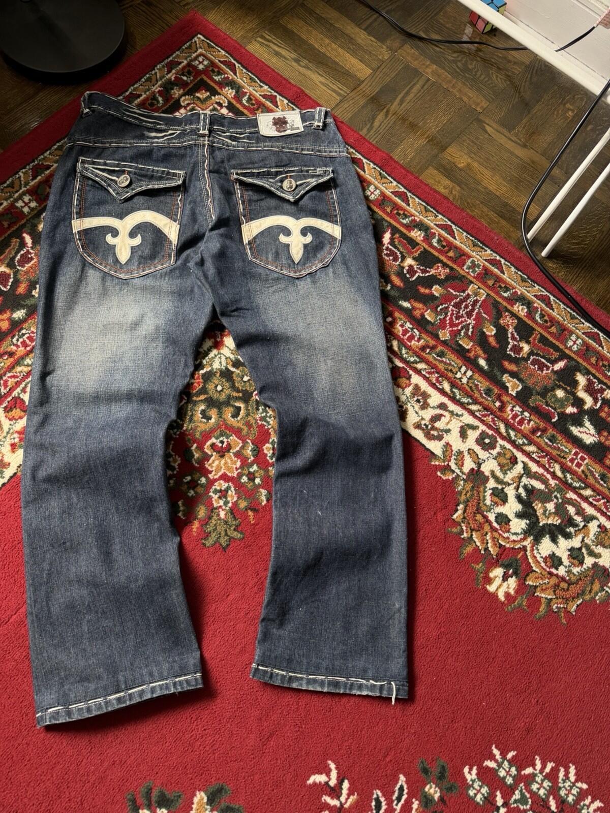 Laguna Beach Jeans Size 36 Mens Bootcut Skulls Embroidered Vintage Made in USA