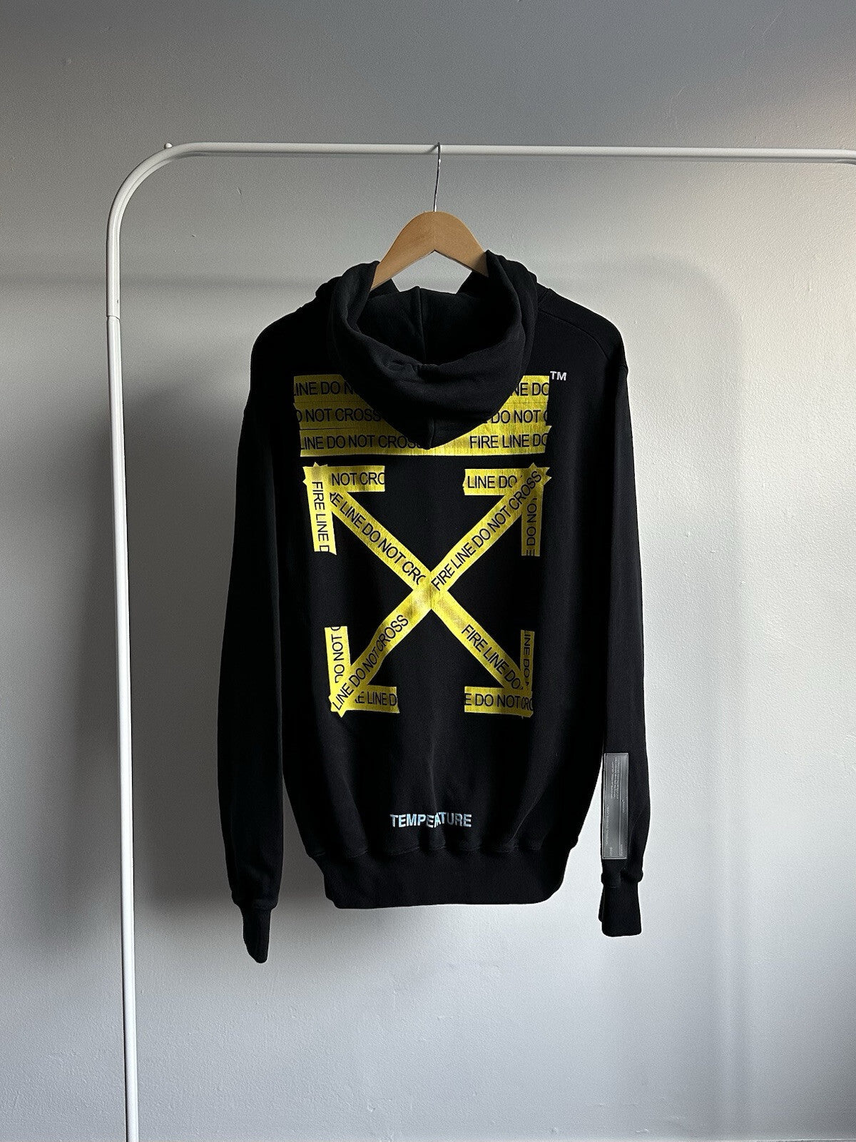Off White Fire Tape Hoodie Black Size S Mens
