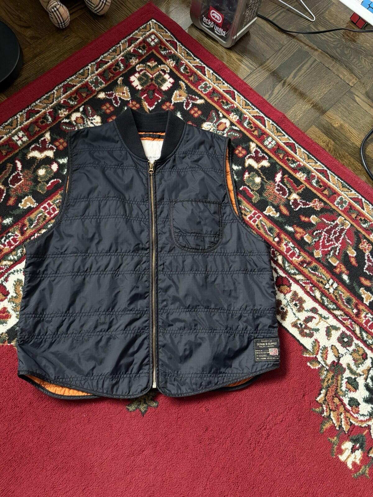 Denim & Supply Ralph Lauren Vest Mens L Black Quilted Nylon Puffer Vintage Y2K