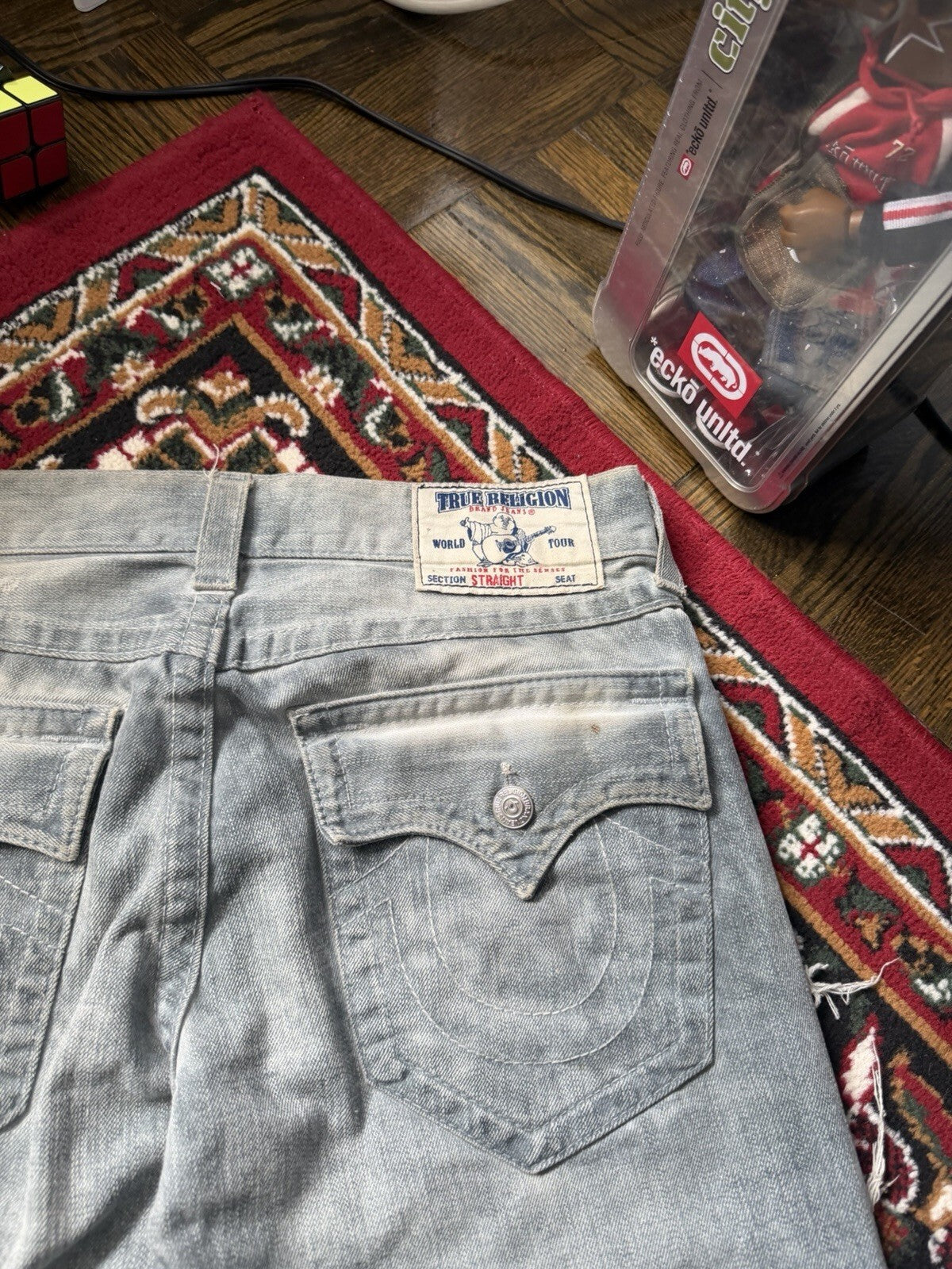 Vintage True Religion Patchwork Jeans Distressed Straight Jeans Y2k 00s