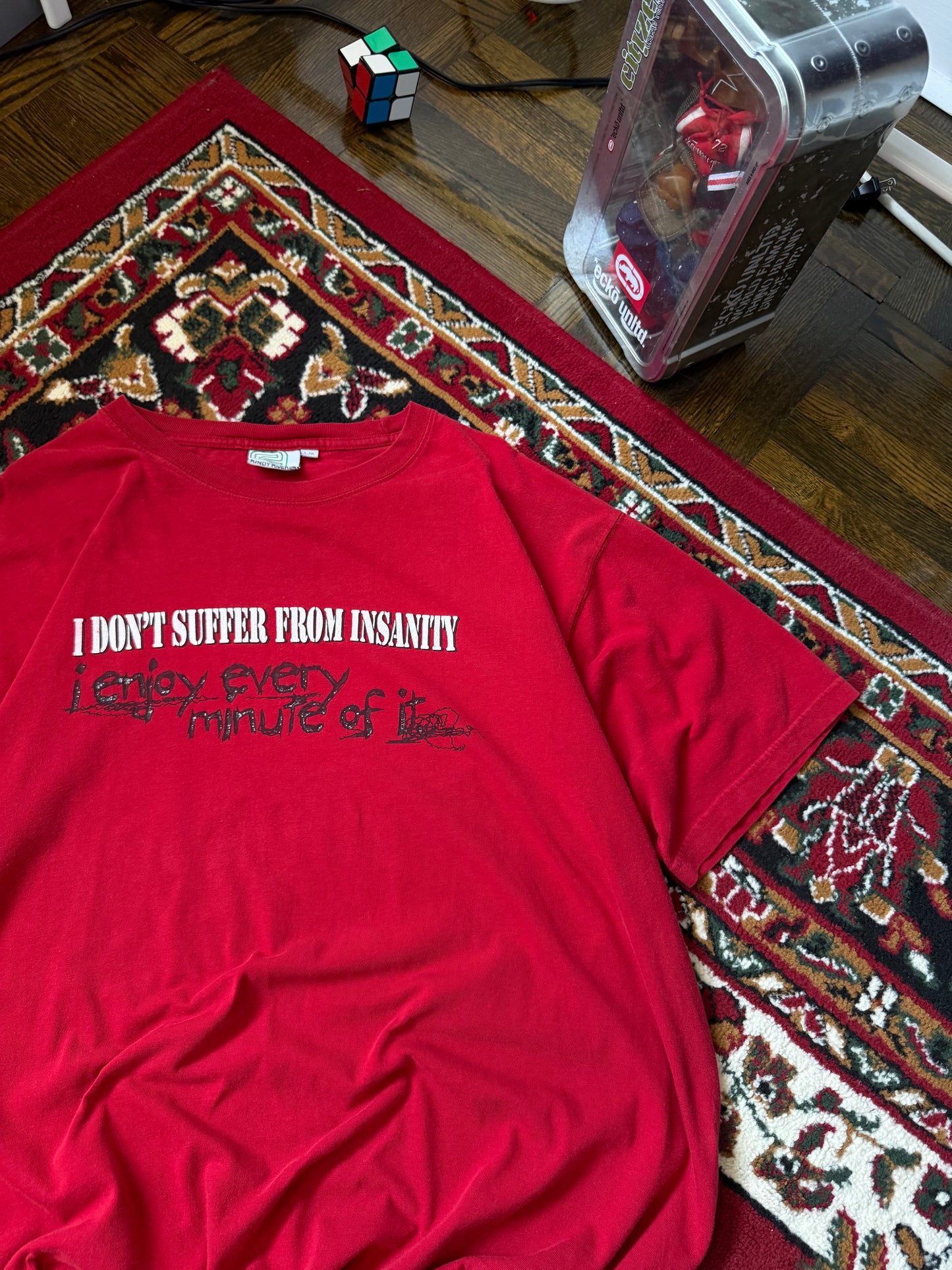 Randy River "I don't suffer from insanity - i enjoy every minute of it" Vintage Skate Tee Shirt
