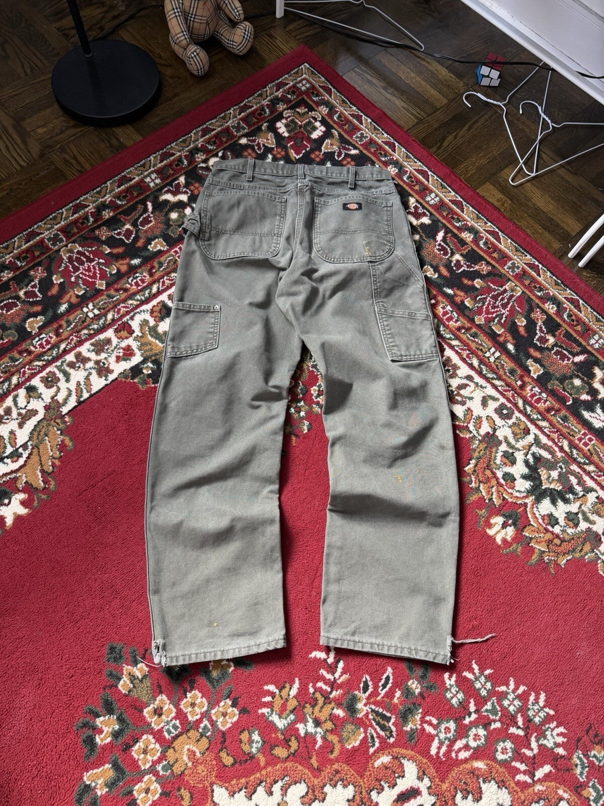 Dickies Relaxed Straight Fit Duck Canvas Carpenter Work Pants Green 30/30