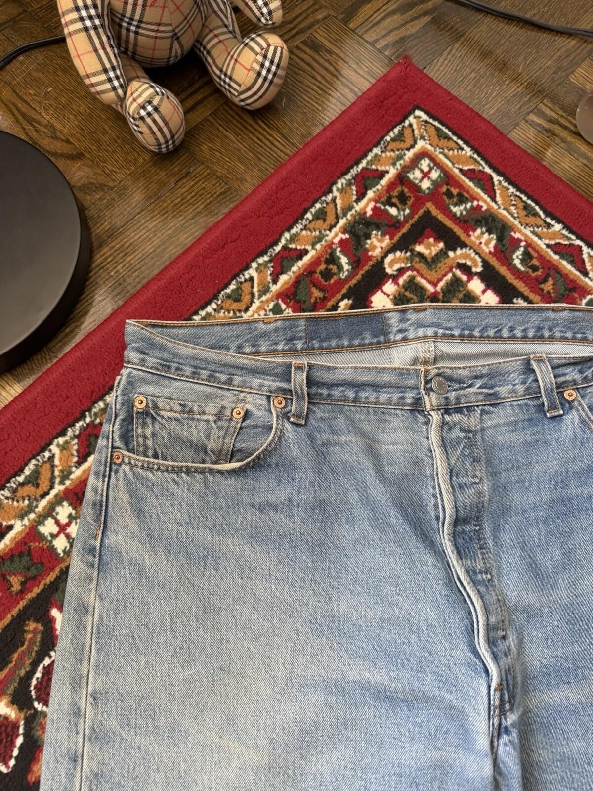 90s Vintage Levi's 501 Jeans Size 40x34 Blue Light Blue Washed Denim