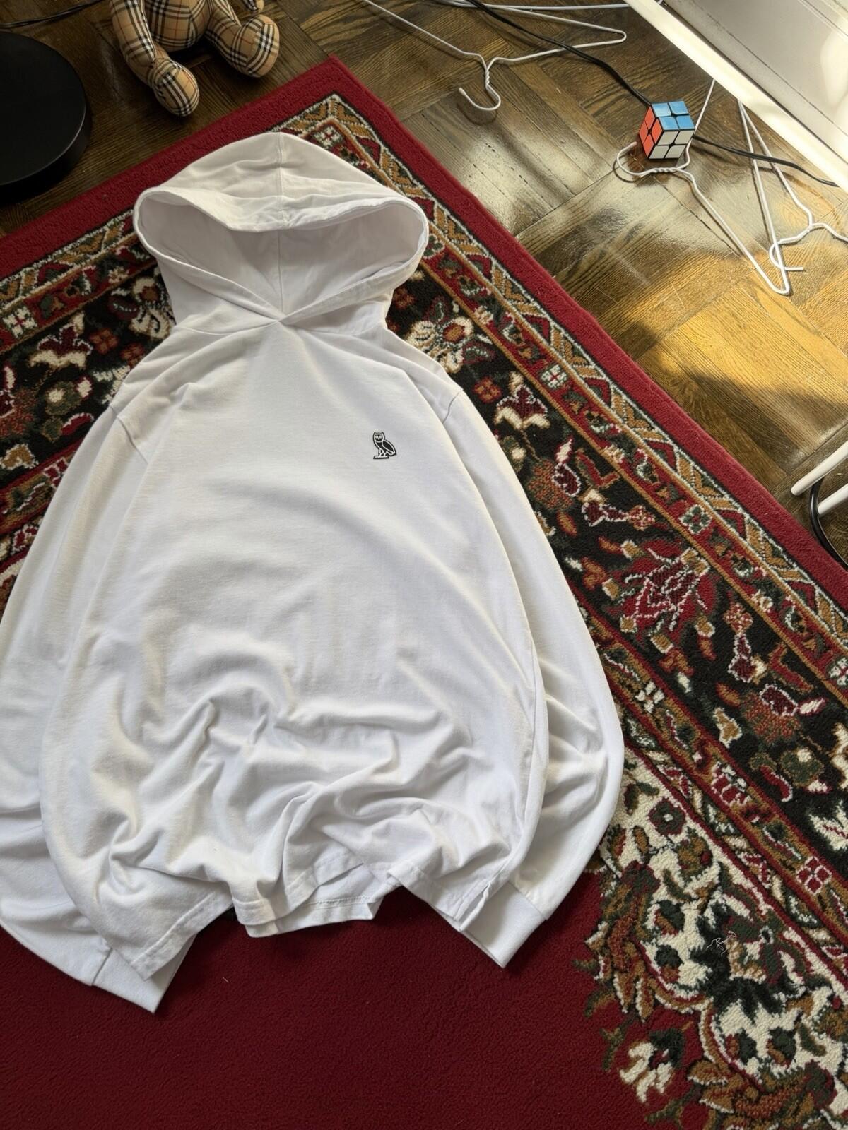 Octobers Very Own Lightweight Hoodie Mens L White Owl Logo Sweatshirt OVO Drake