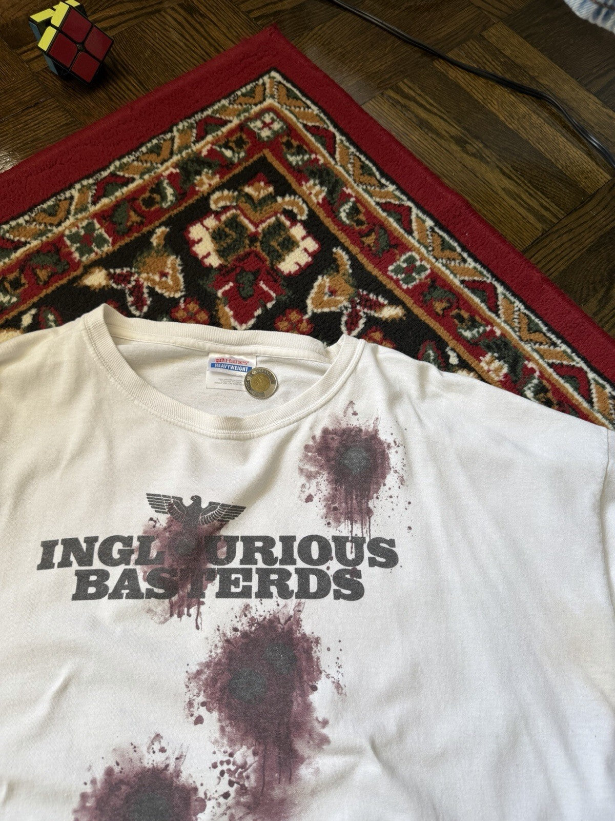 Inglourious Basterds War Tarantino Bullet Holes Shirt Movie Promo XXL Brad Pitt