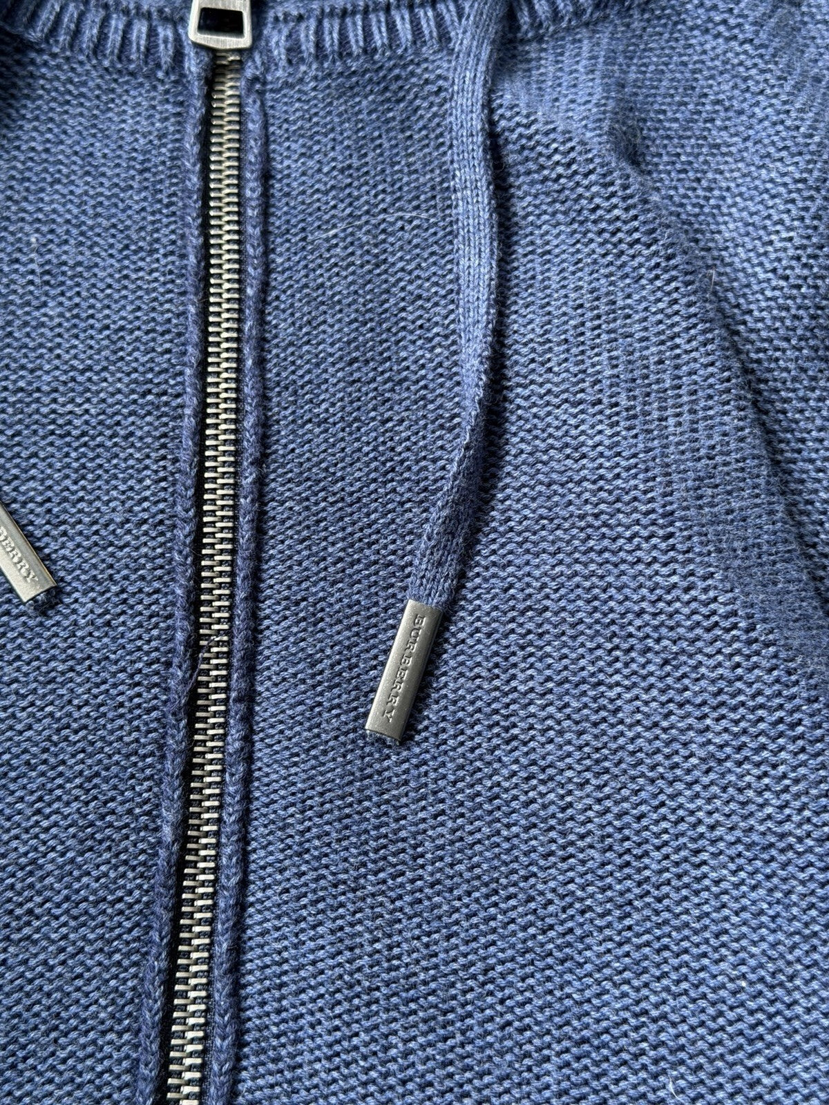 Burberry Brit Knit Men’s Classic Blue Zip Up Hoodie Size M Sweater