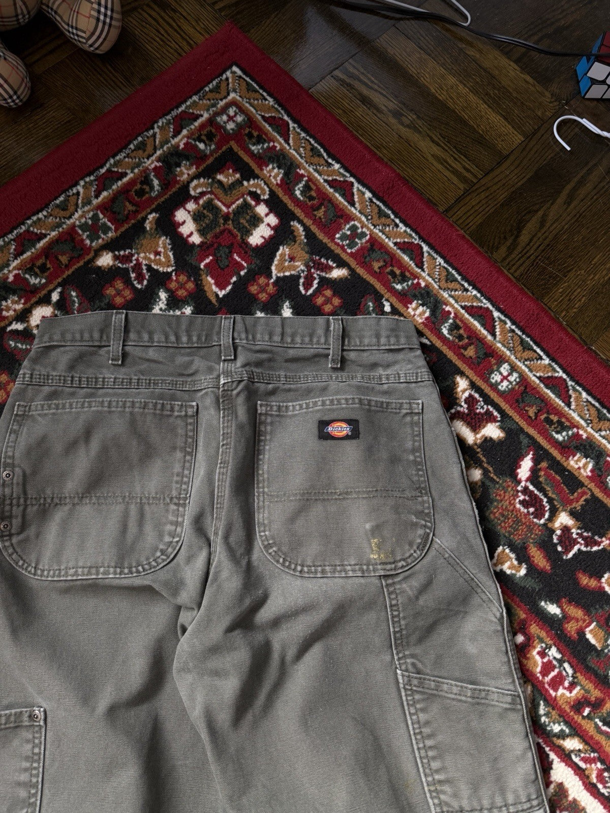 Dickies Relaxed Straight Fit Duck Canvas Carpenter Work Pants Green 30/30