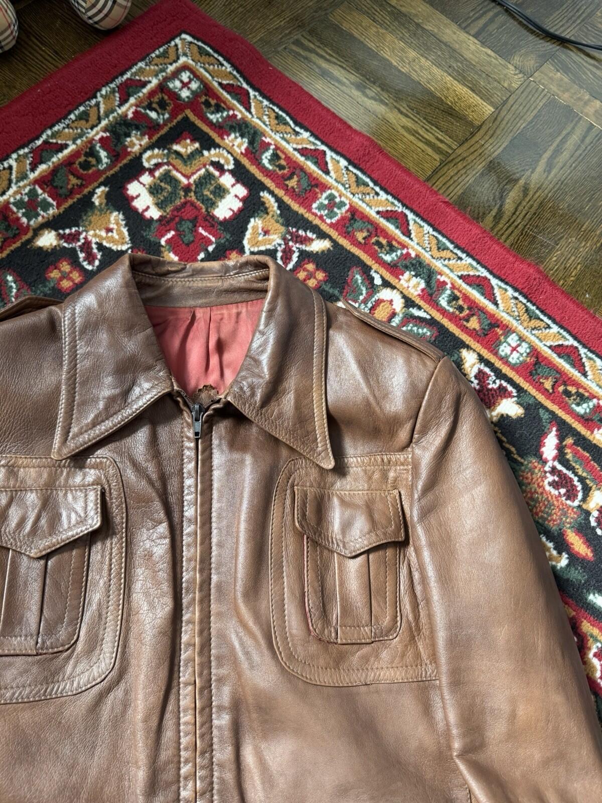 1960s Vintage Men's British ‘Clix’ Zipper Brown Collared Utility Pockets Jacket
