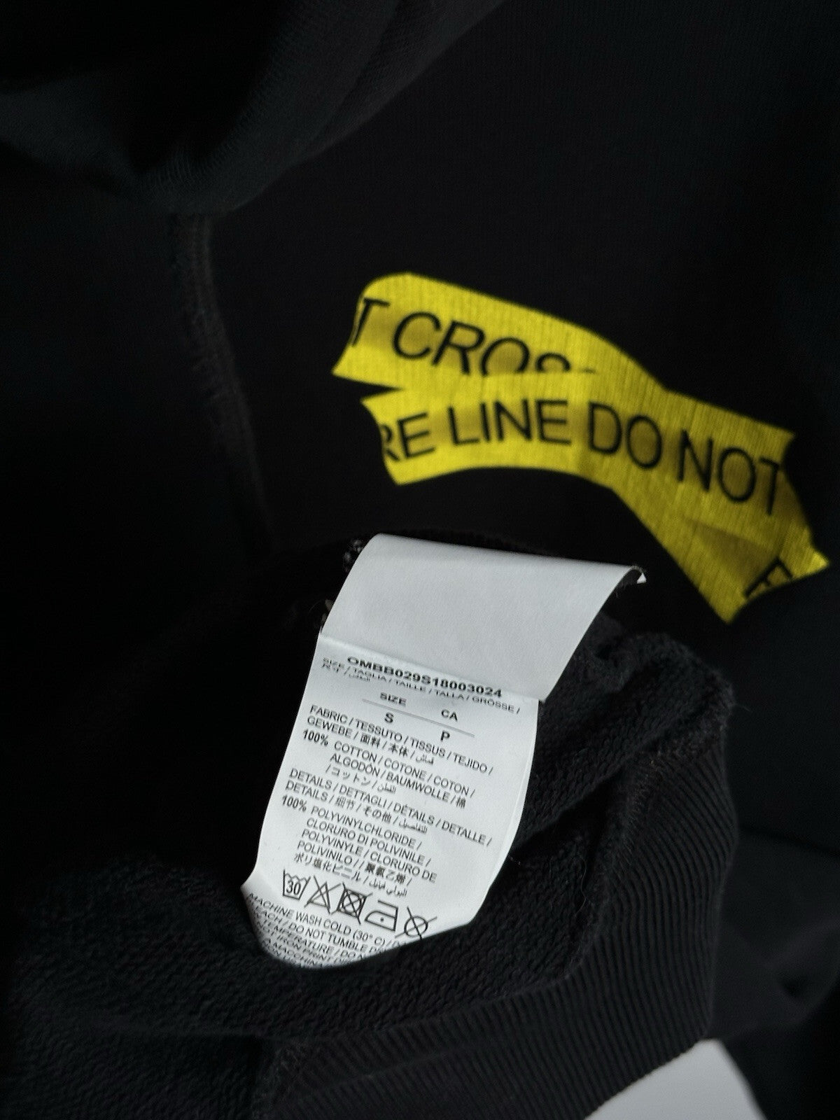 Off White Fire Tape Hoodie Black Size S Mens