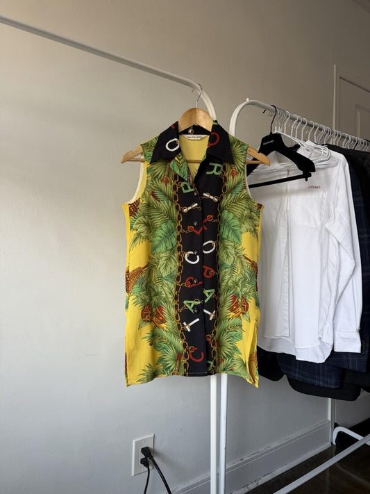 TOKYO BLOUSE SPORTS Jungle Graphic Sleeveless Shirt Made in Japan Size M